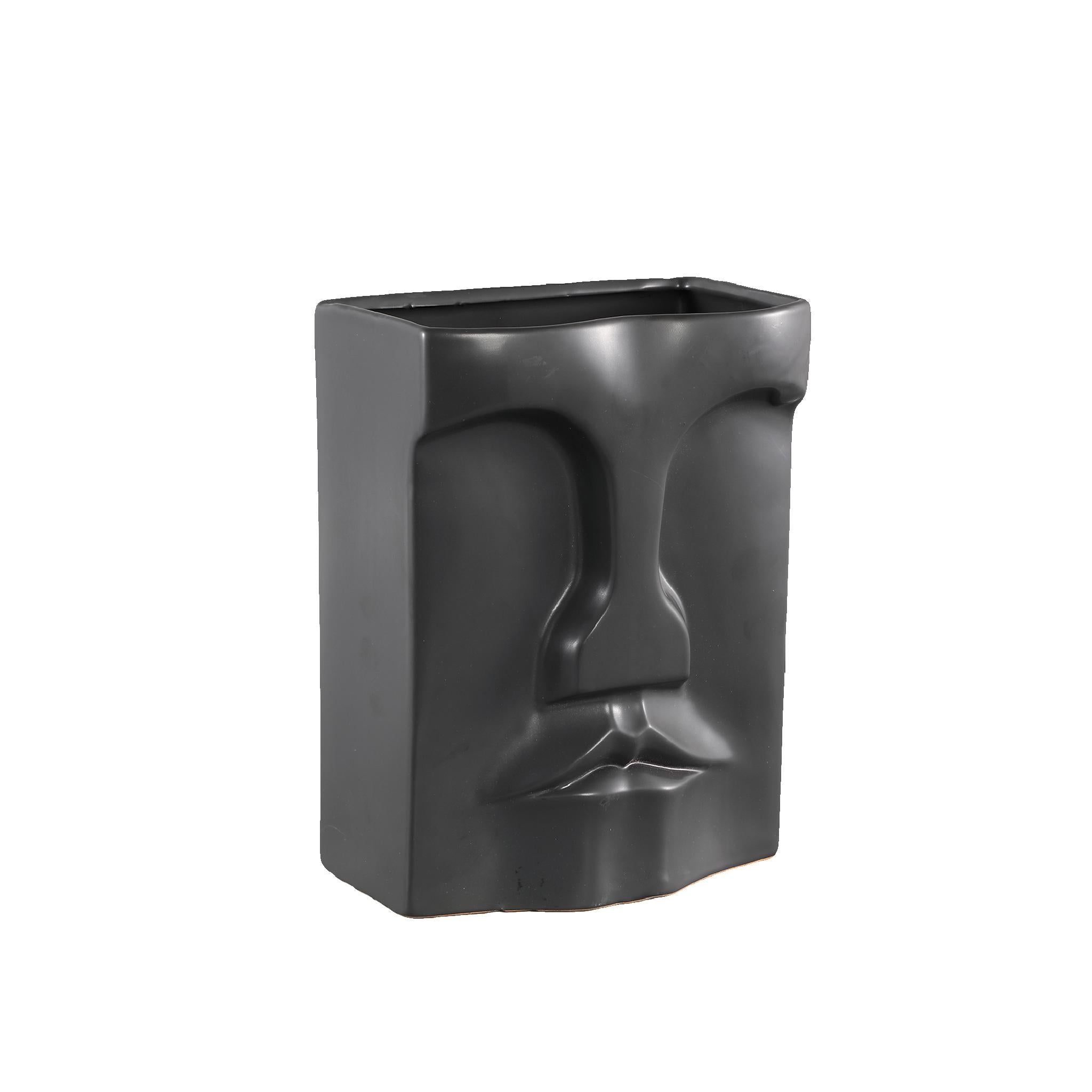 PTMD Xani Bloempot - 20,5 x 13 x 27,5 cm  - Keramiek - Zwart