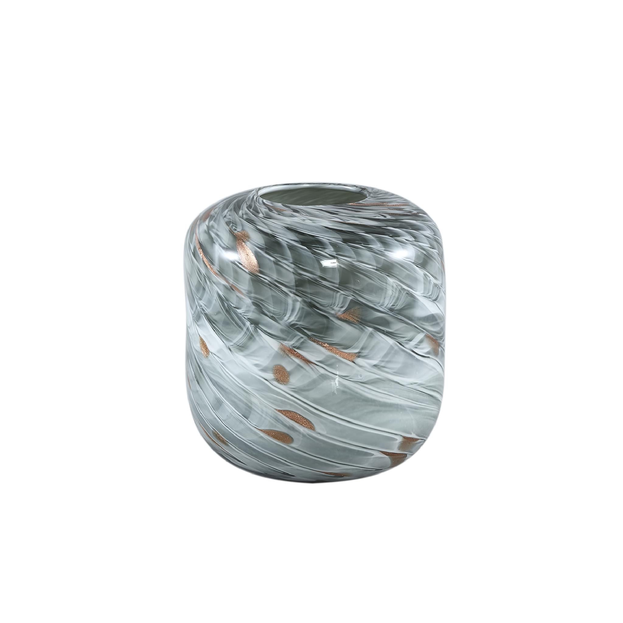 PTMD Kelsh Ronde Vaas - H20,5 x Ø19 cm - Glas - Grijs