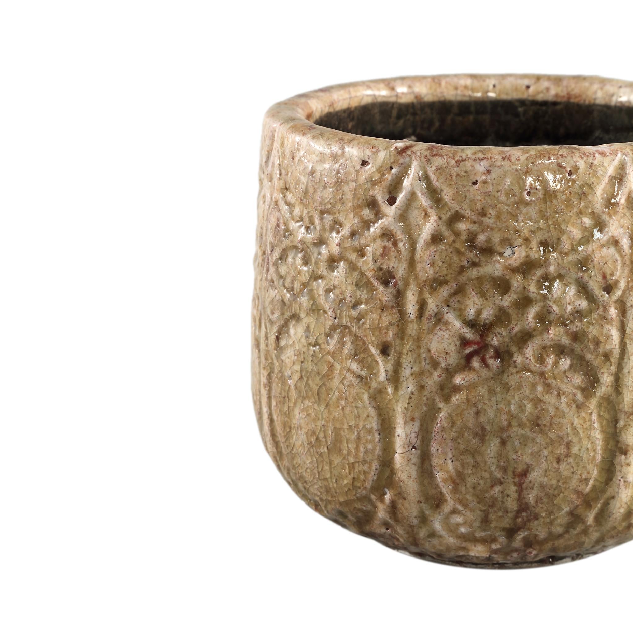 PTMD Sendar Antieke Bloempot - H16 x Ø18 cm - Keramiek - Bruin