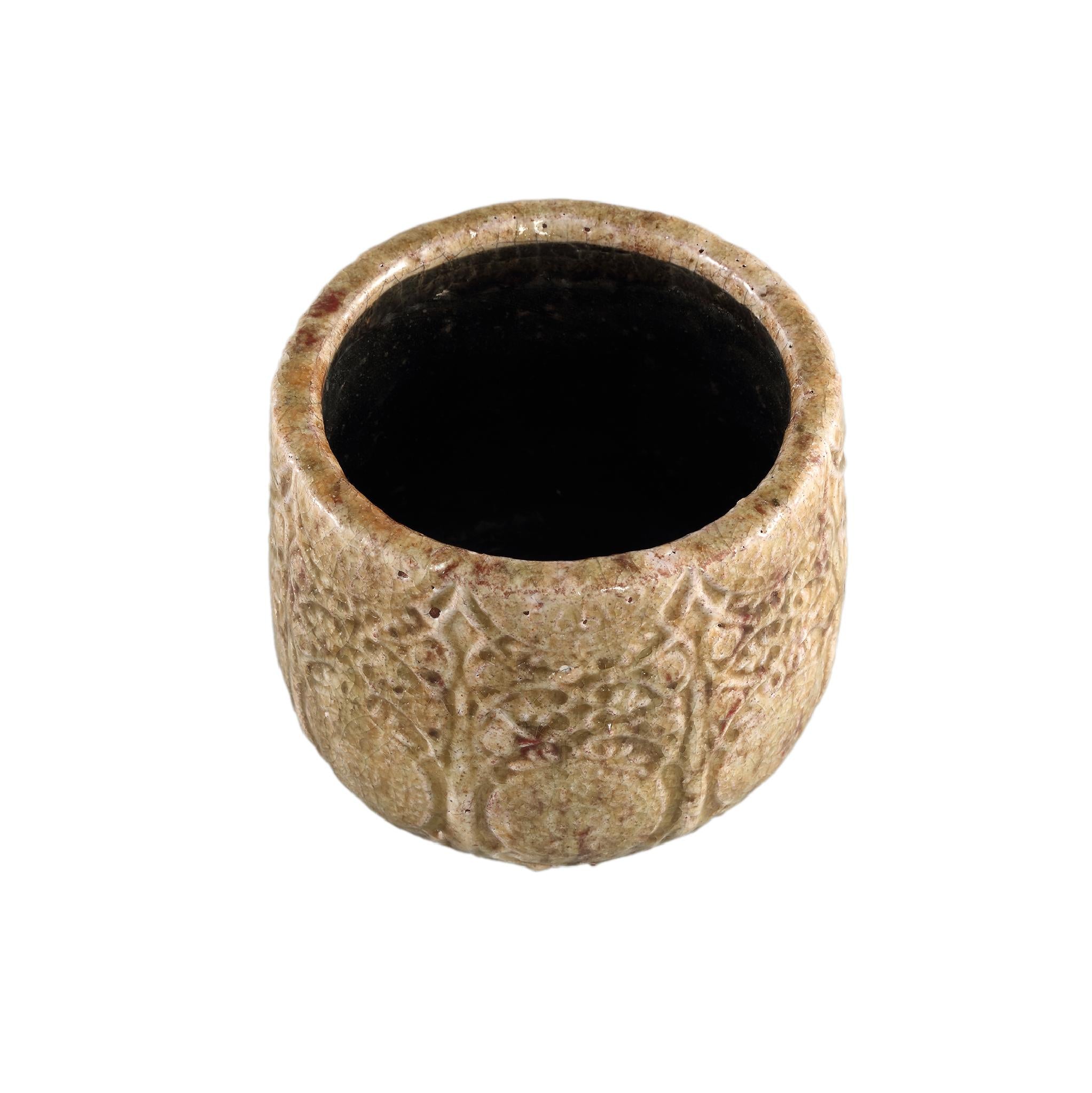 PTMD Sendar Antieke Bloempot - H16 x Ø18 cm - Keramiek - Bruin