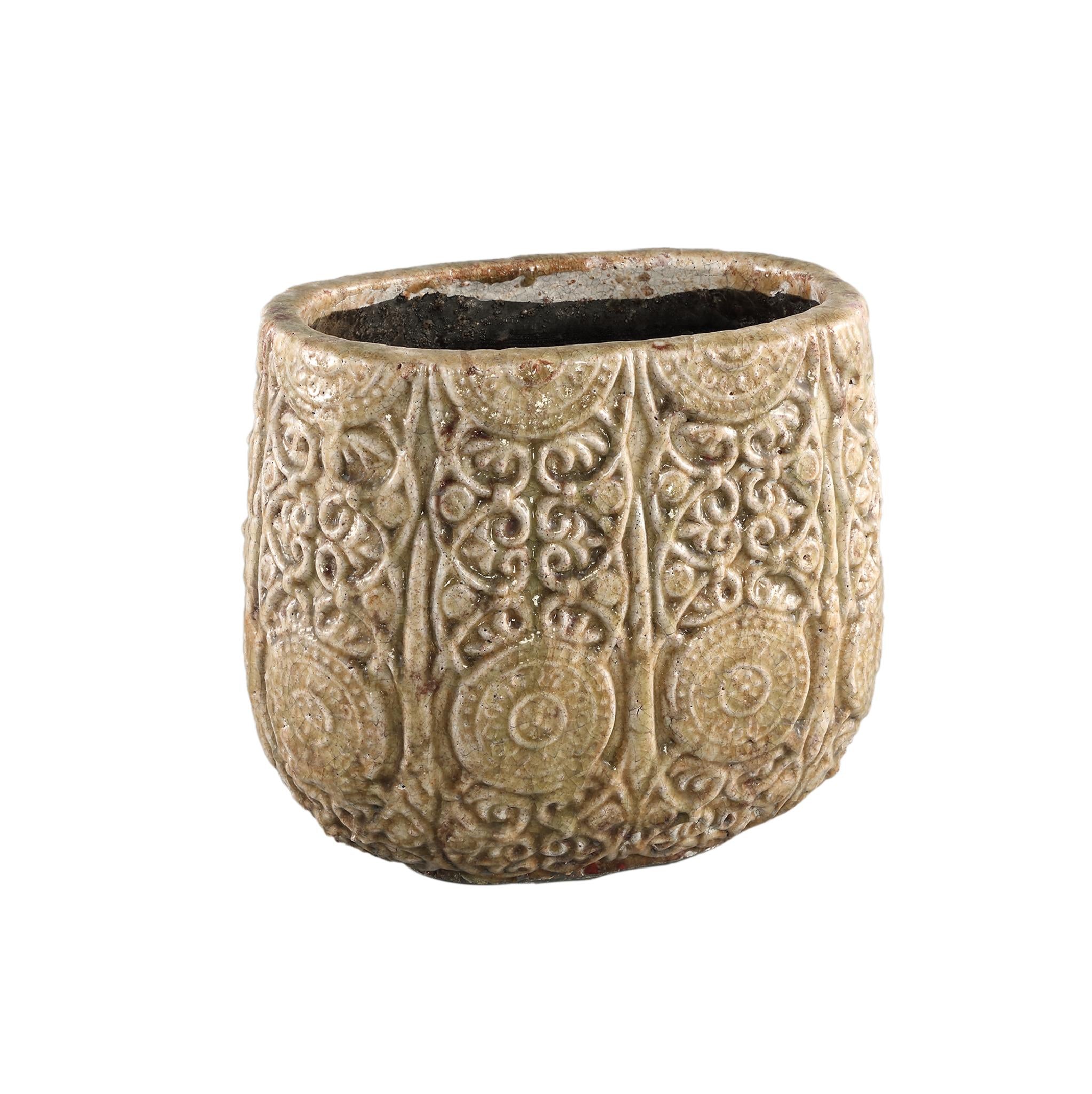 PTMD Sendar Ovale Bloempot - 29 x 19 x 25 cm - Keramiek - Bruin