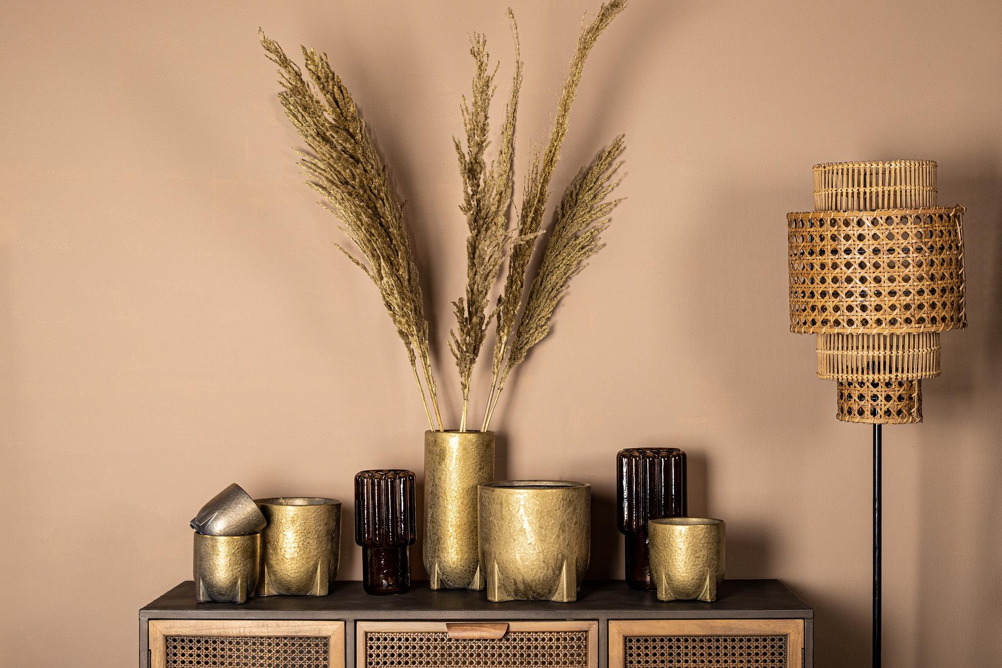 PTMD Mardix Ronde Bloempot - H17,5 x Ø17,5 cm - Keramiek - Goud