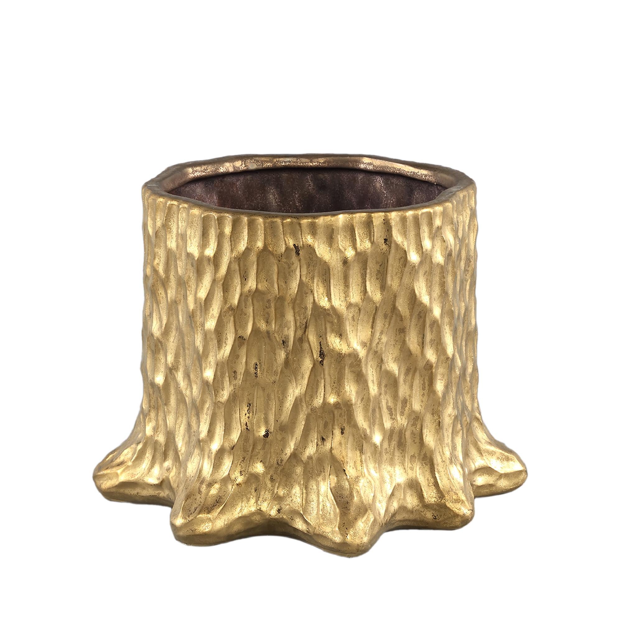 PTMD Inder Ronde Bloempot - 25 x 18,5 x 18,5 cm - Keramiek - Goud