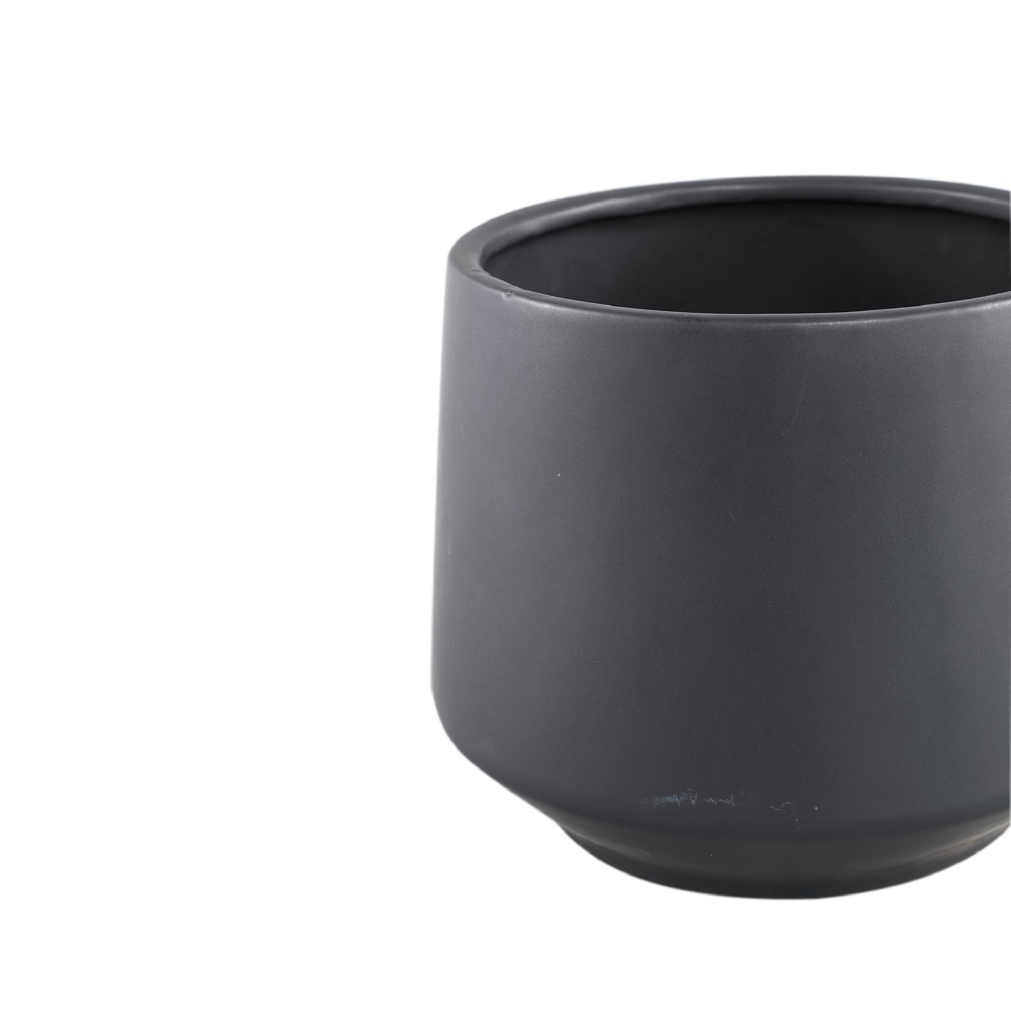 PTMD Mexa Ronde Bloempot - H15,5 x Ø19 cm - Keramiek - Zwart