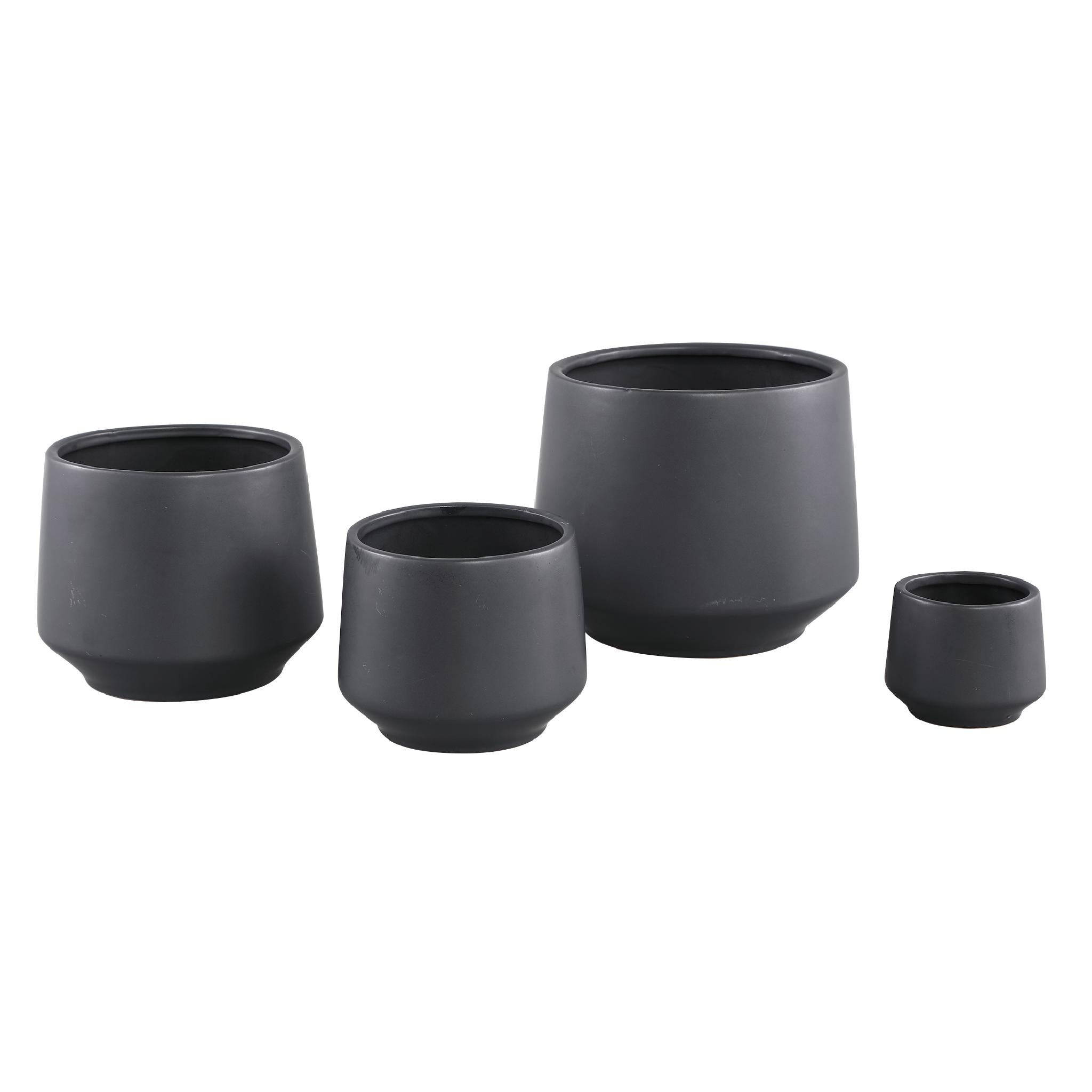 PTMD Mexa Ronde Bloempot - H15,5 x Ø19 cm - Keramiek - Zwart
