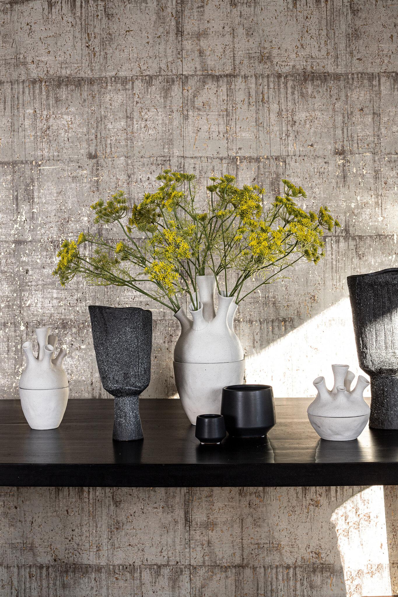 PTMD Mexa Ronde Bloempot - H15,5 x Ø19 cm - Keramiek - Zwart