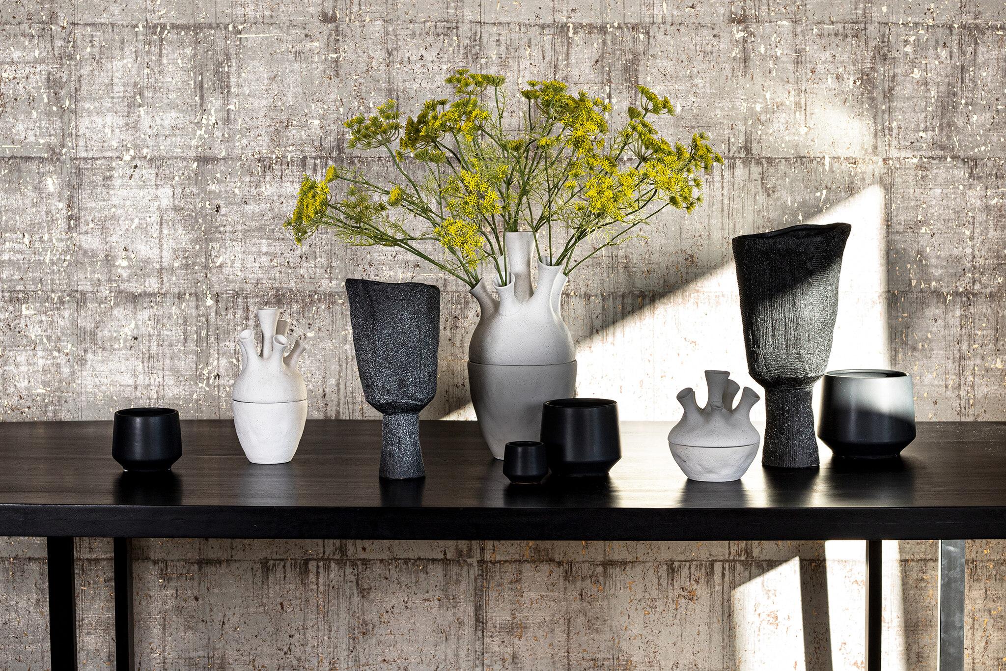 PTMD Mexa Ronde Bloempot - H15,5 x Ø19 cm - Keramiek - Zwart