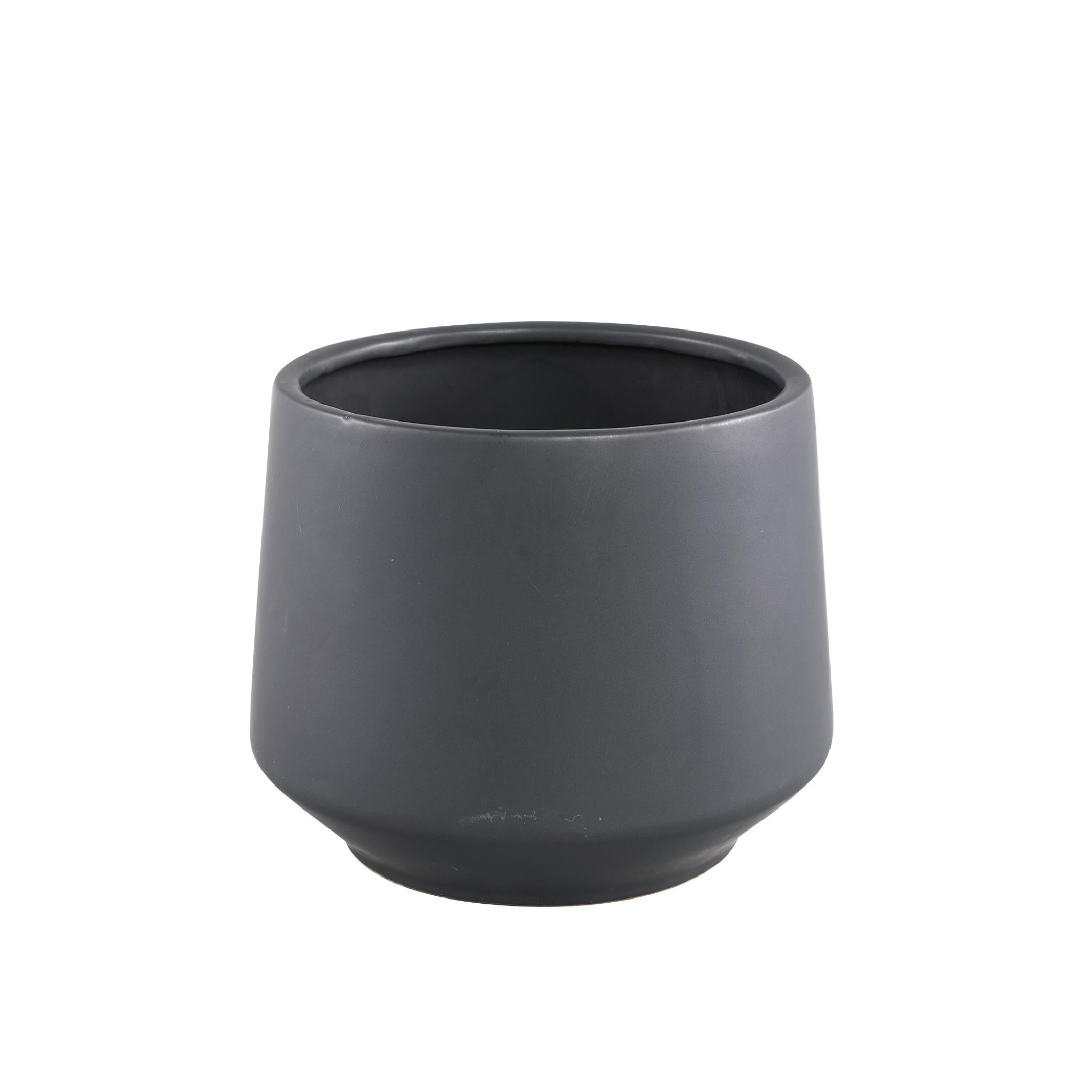 PTMD Mexa Ronde Bloempot - H15,5 x Ø19 cm - Keramiek - Zwart