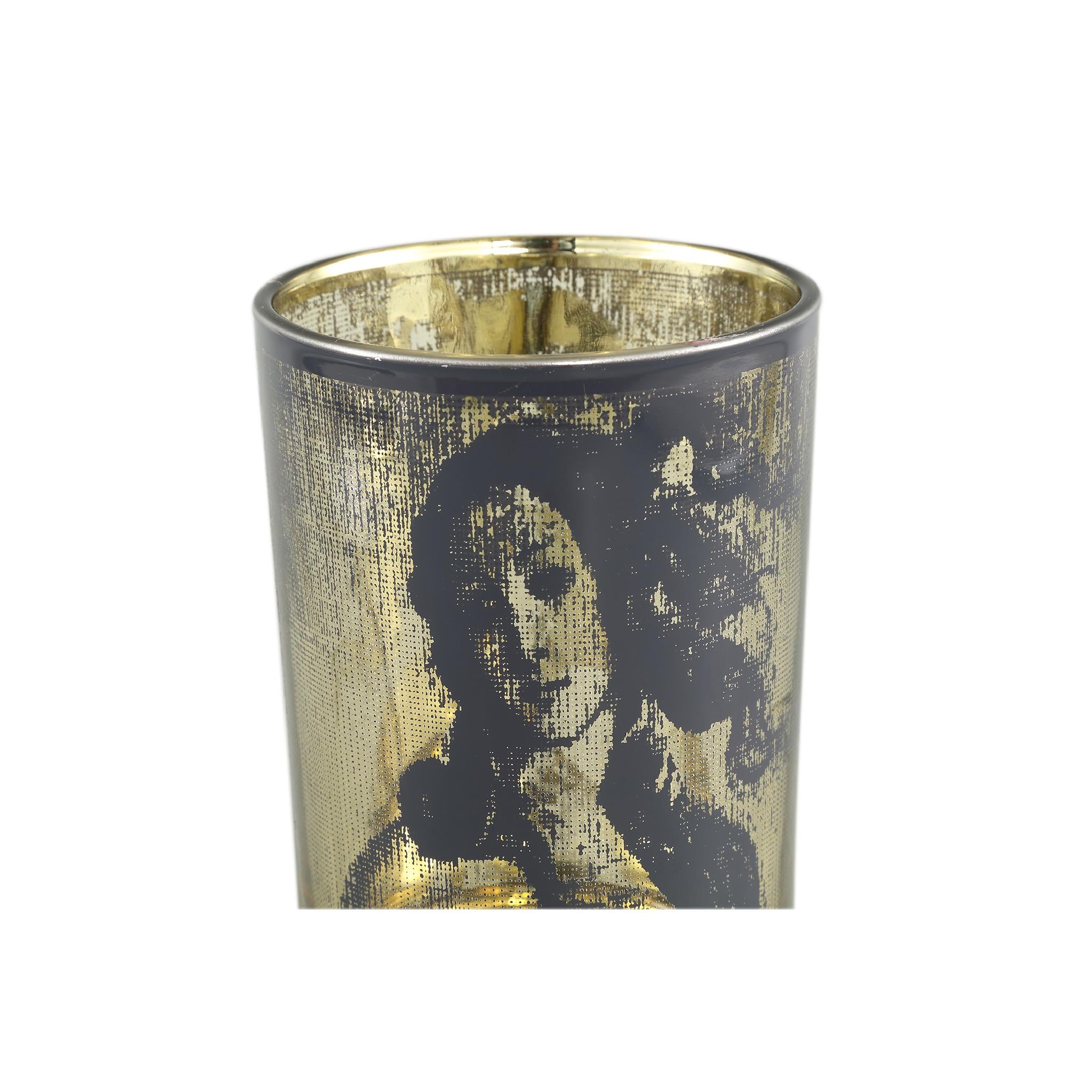 PTMD Rido Rond Windlicht Vrouw - H18 x Ø12 cm - Glas - Zwart