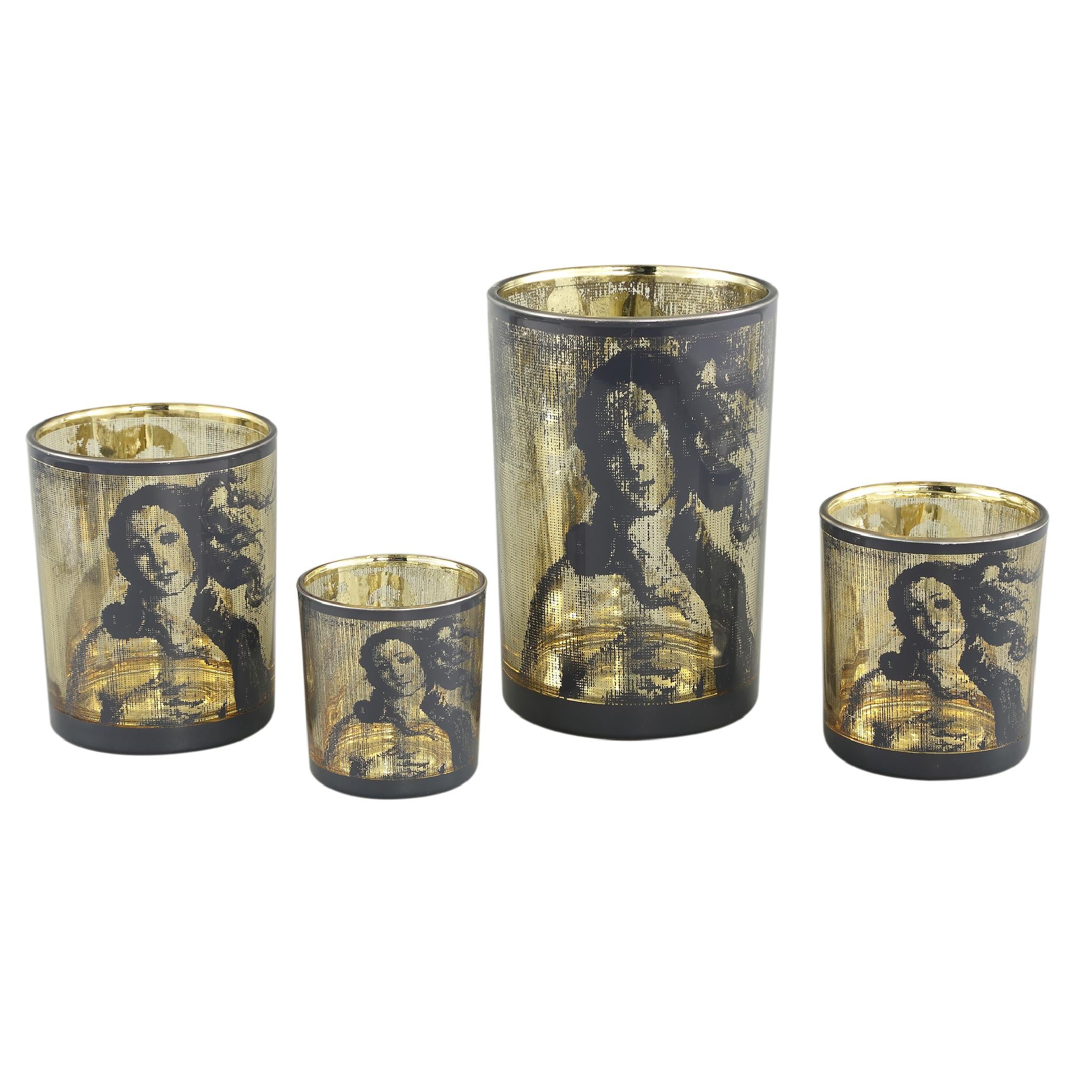 PTMD Rido Rond Windlicht Vrouw - H18 x Ø12 cm - Glas - Zwart