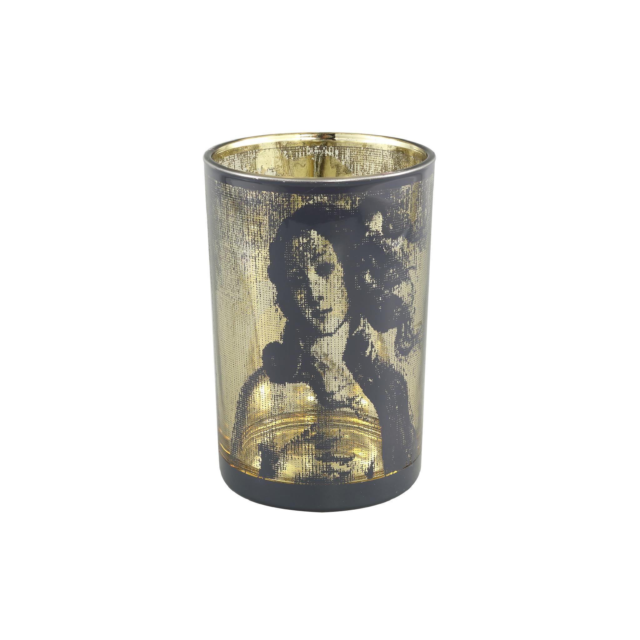 PTMD Rido Rond Windlicht Vrouw - H18 x Ø12 cm - Glas - Zwart