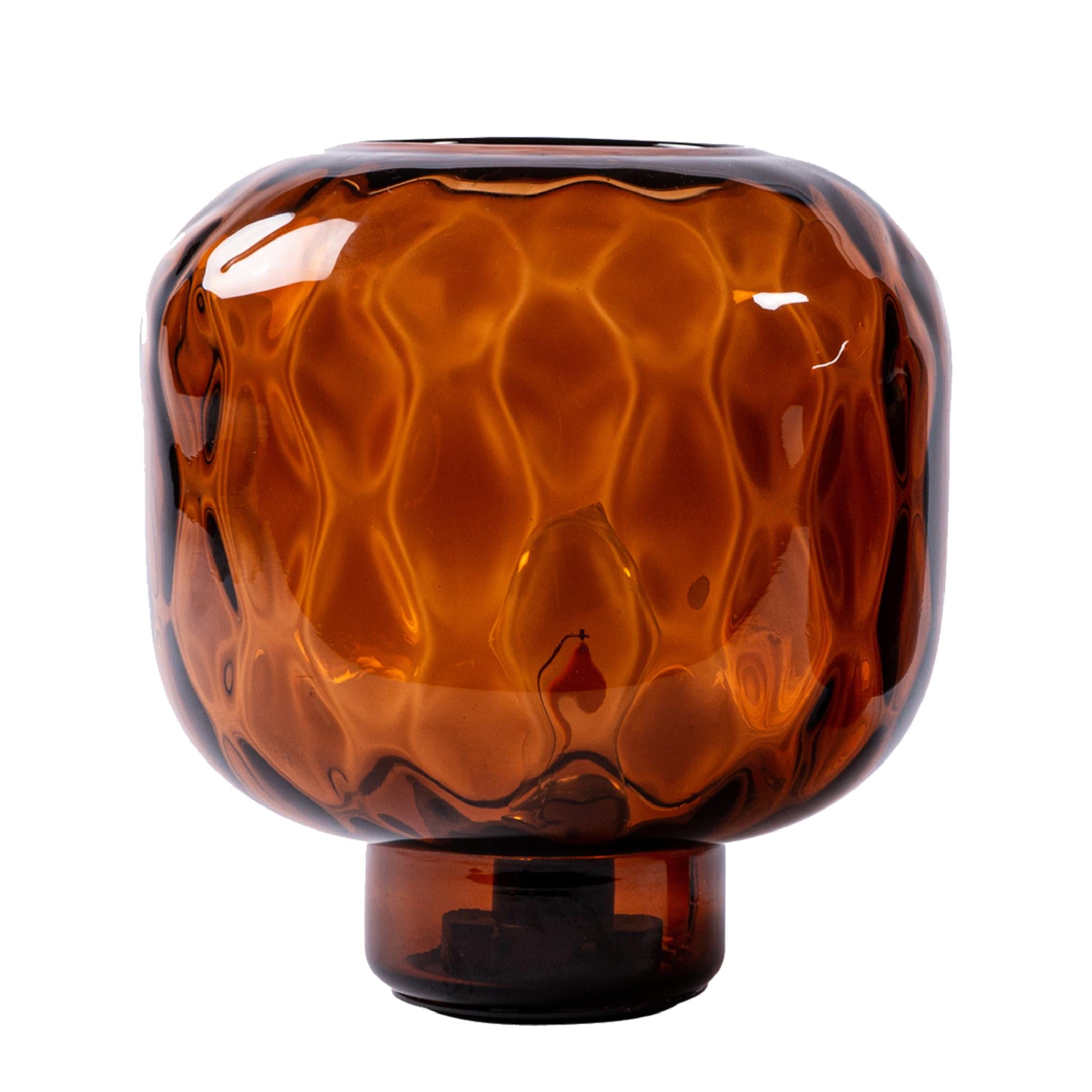 PTMD Santana Ronde Tafellamp - H17 x Ø17 cm - LED - Glas - Bruin