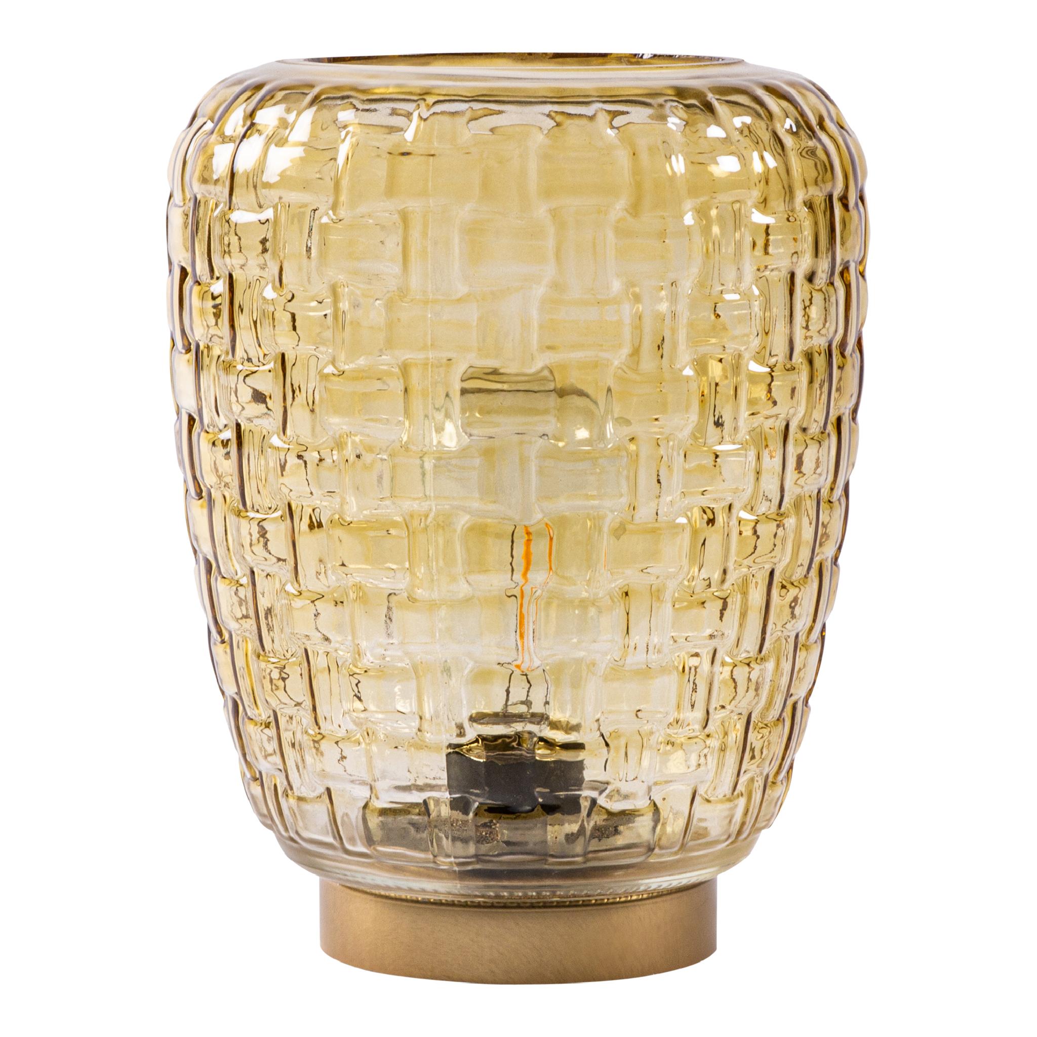 PTMD Tina Ronde Tafellamp - H18 x Ø15,5 cm - LED - Glas - Geel