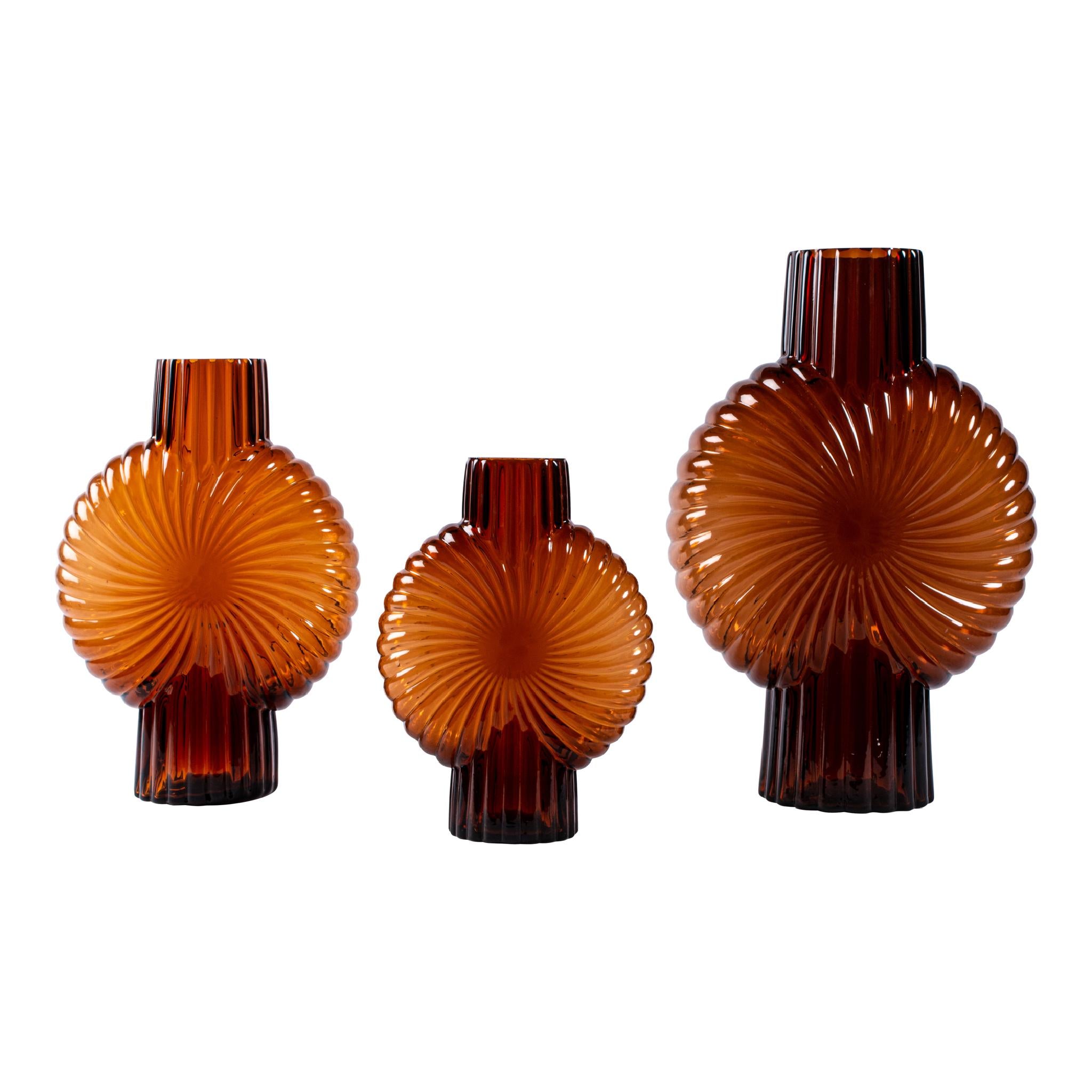 PTMD Zugar Ronde Vaas - 18,5 x 8,5 x 25 cm - Glas - Bruin