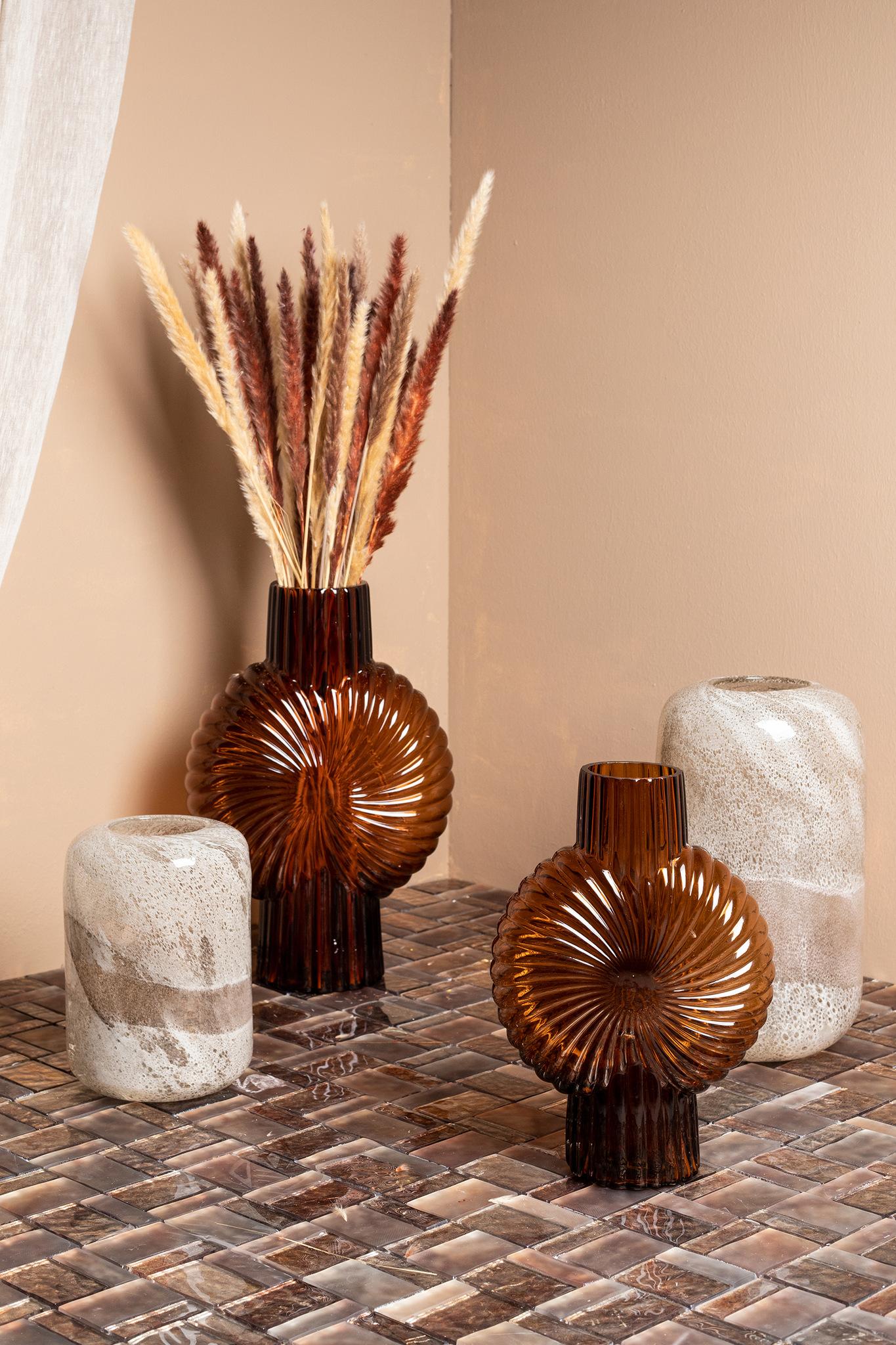 PTMD Zugar Ronde Vaas - 18,5 x 8,5 x 25 cm - Glas - Bruin