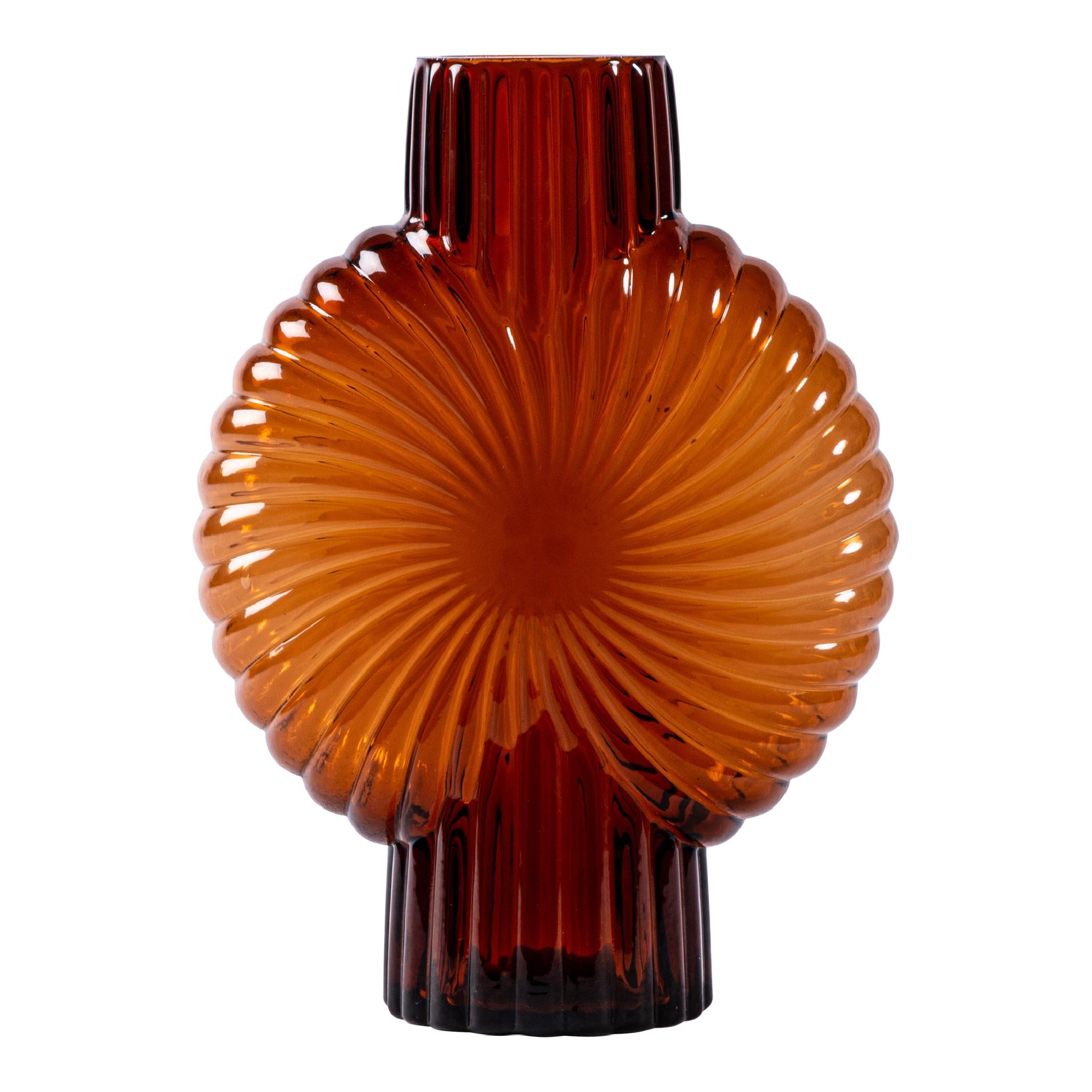 PTMD Zugar Ronde Vaas - 18,5 x 8,5 x 25 cm - Glas - Bruin