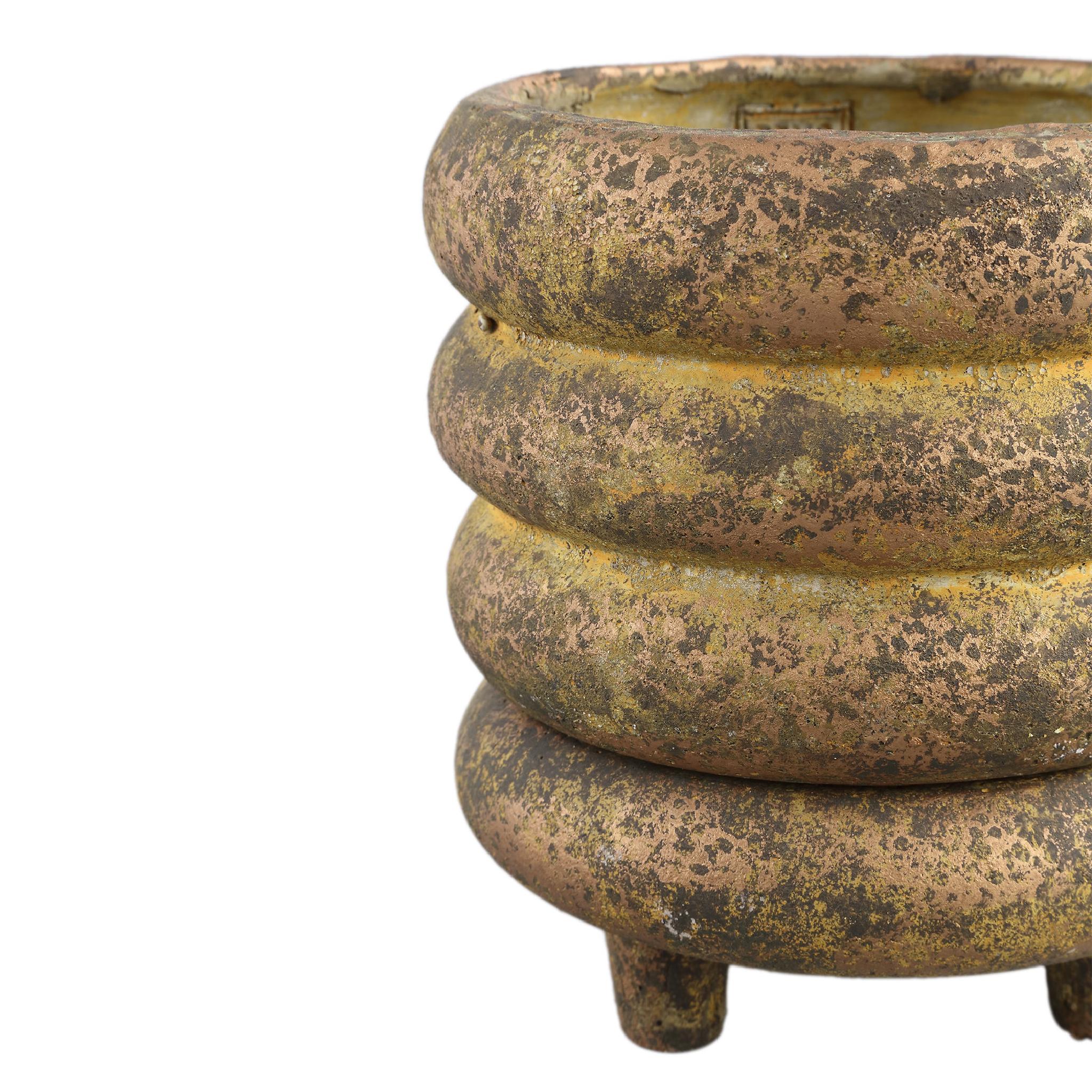 PTMD Janny Bloempot - 20 x 20 x 21 cm  - Cement - Goud