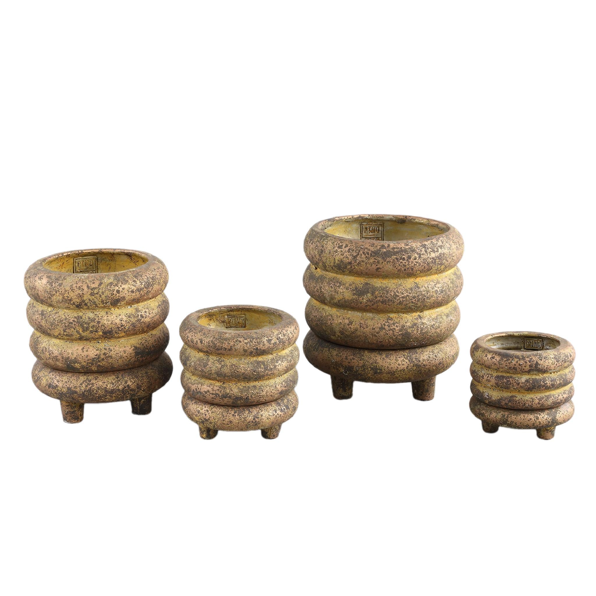 PTMD Janny Bloempot - 20 x 20 x 21 cm  - Cement - Goud