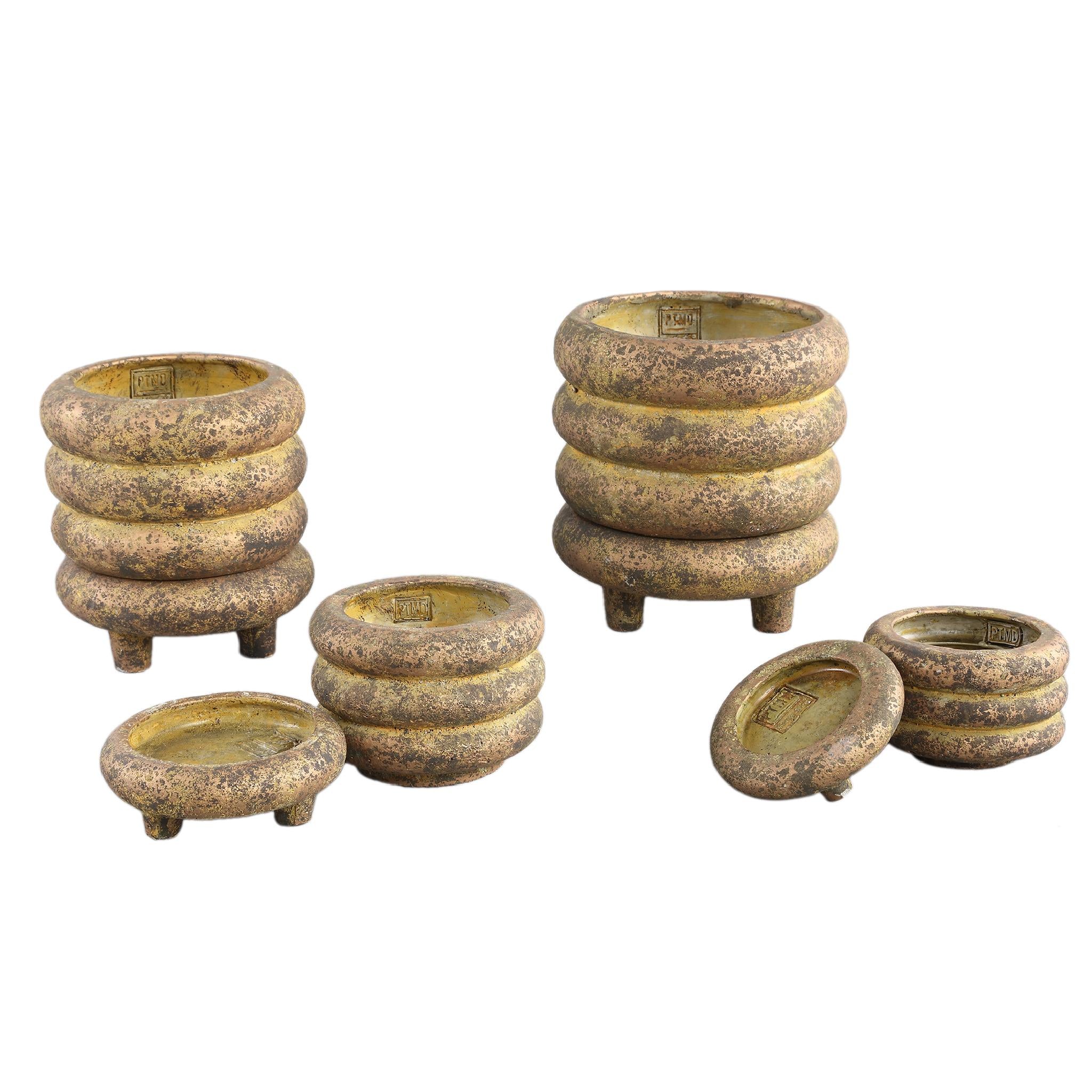 PTMD Janny Bloempot - 20 x 20 x 21 cm  - Cement - Goud