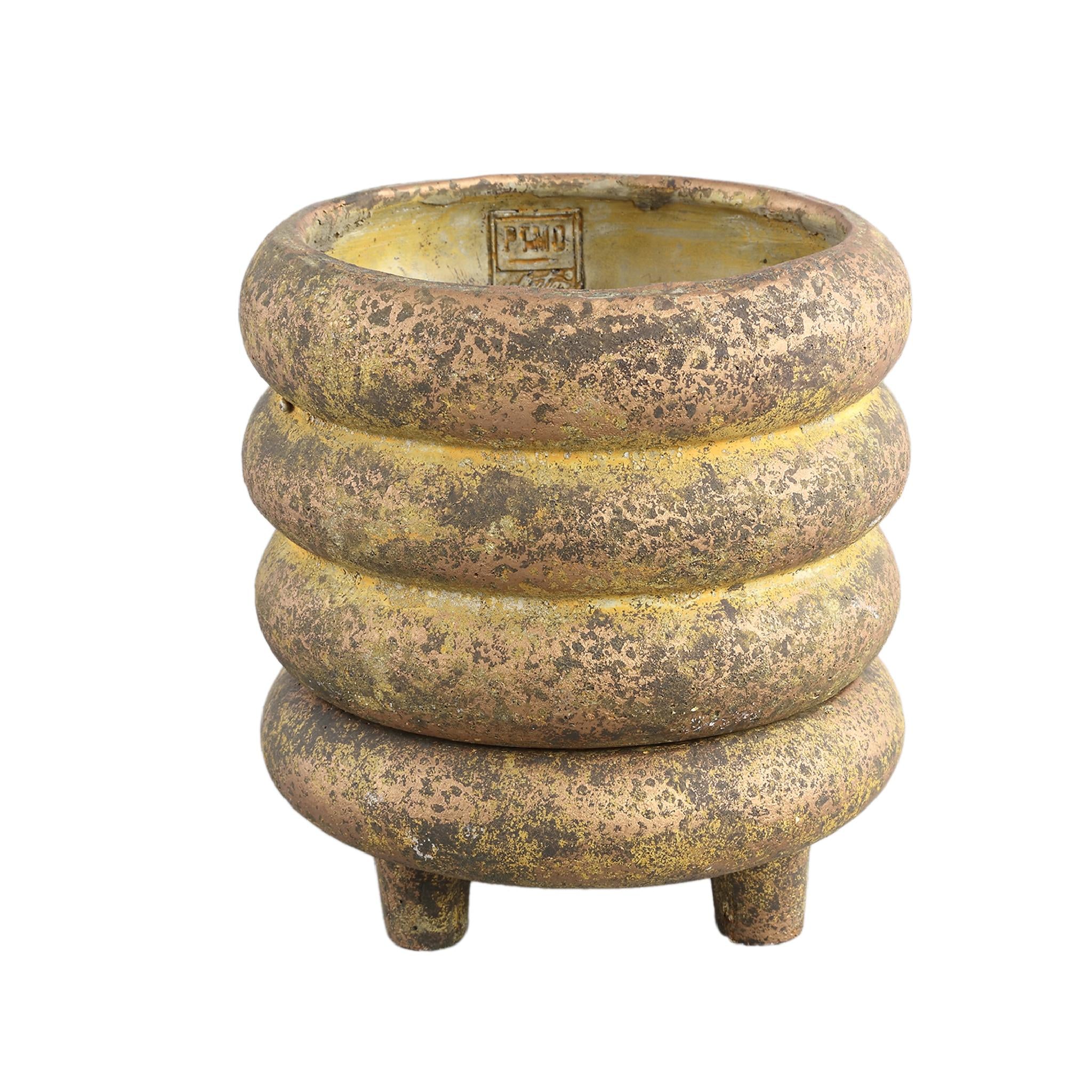 PTMD Janny Bloempot - 20 x 20 x 21 cm  - Cement - Goud