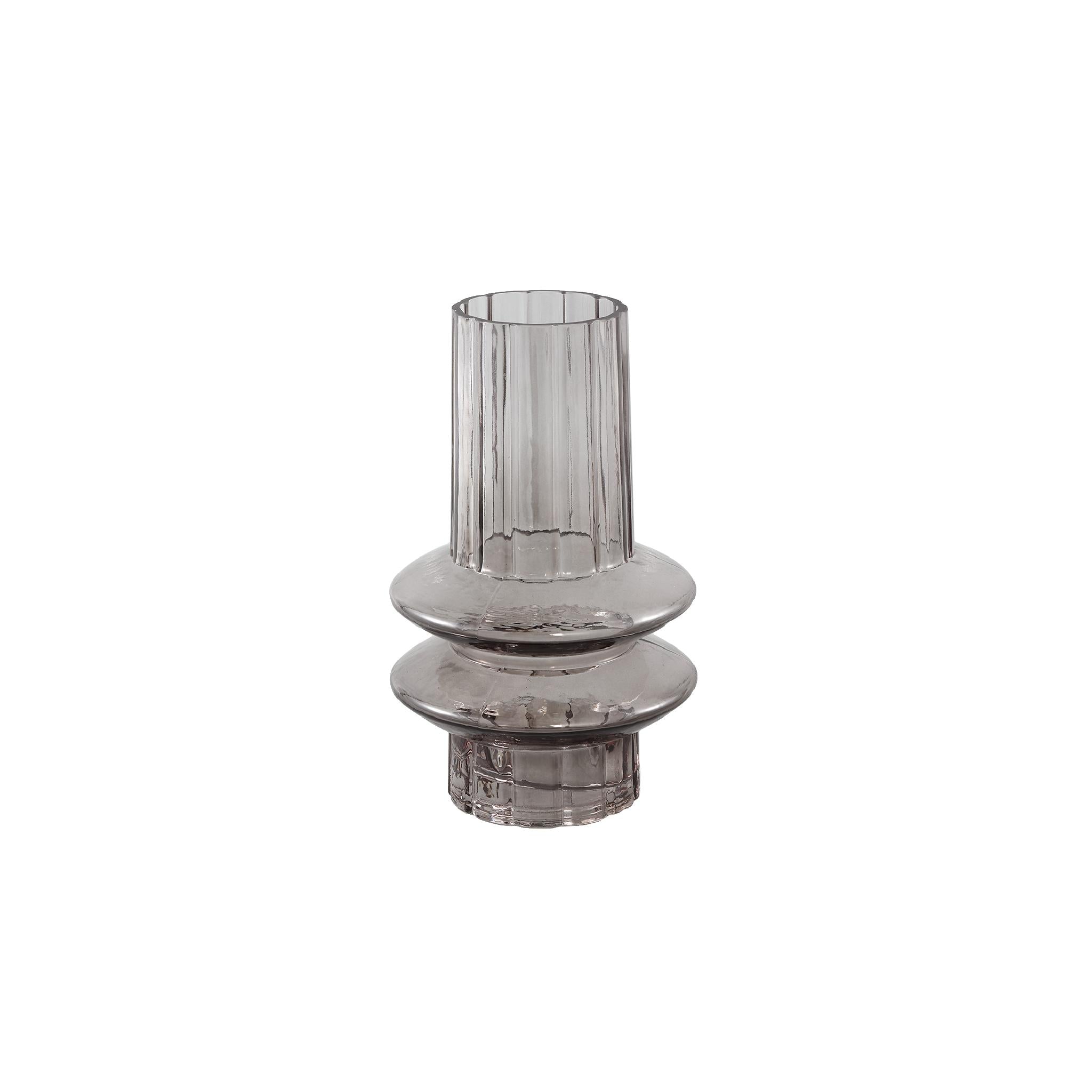 PTMD Norah Ronde Vaas - H24 x Ø14,5 cm - Glas - Grijs