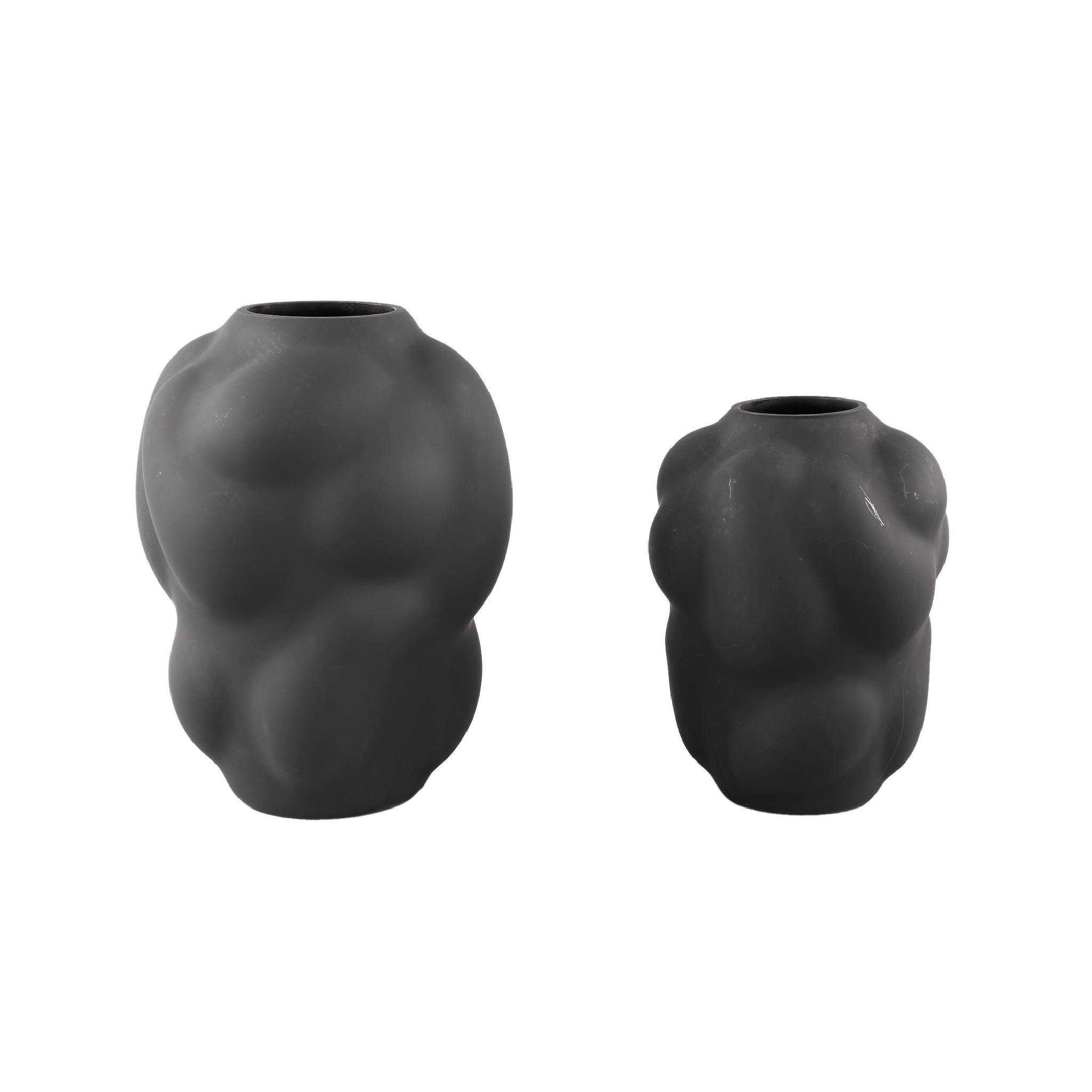 PTMD Maride Ronde Vaas - H25 x Ø19,5 cm - Glas - Zwart