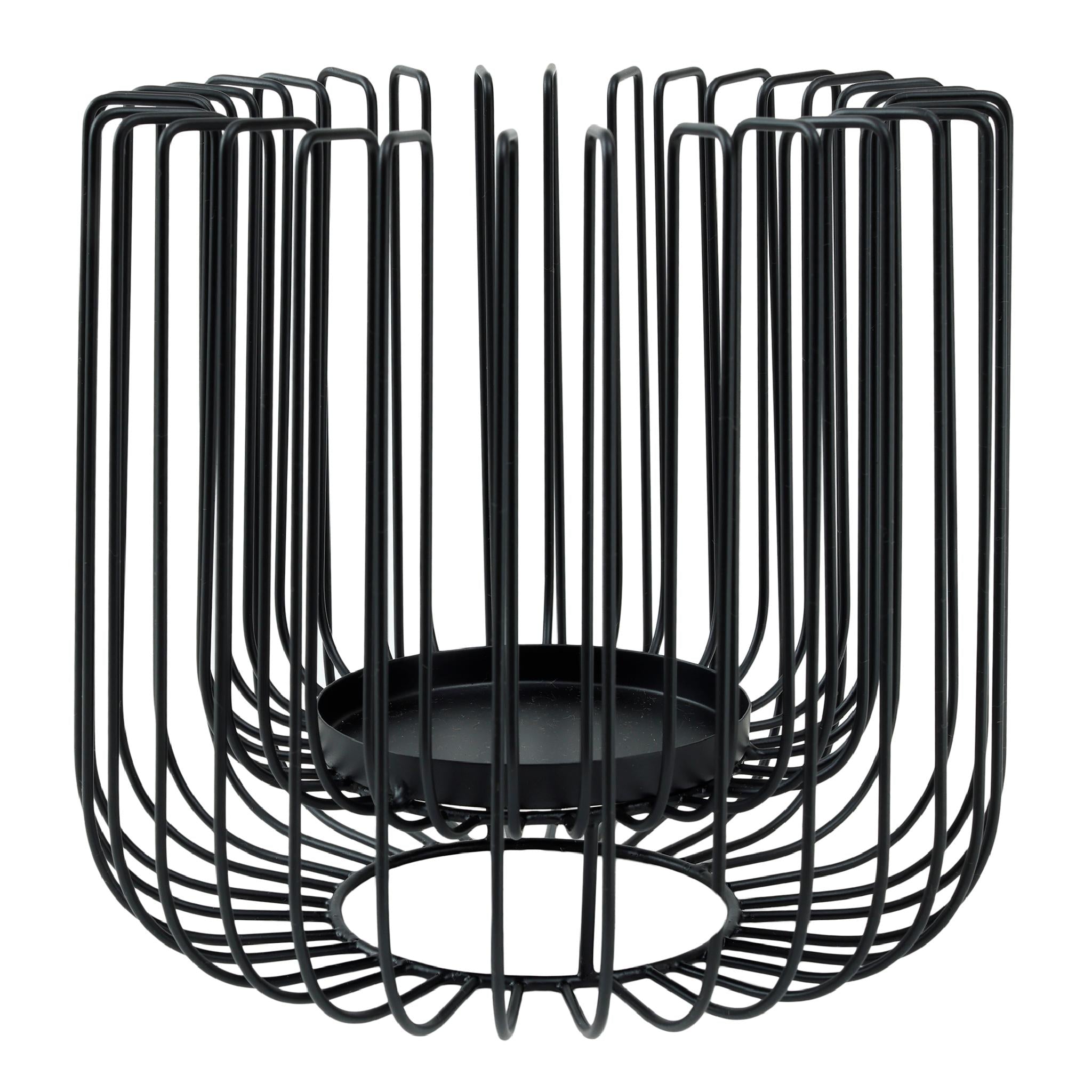 PTMD Eroni Rond Windlicht - H20 x Ø22 cm - Metaal - Zwart