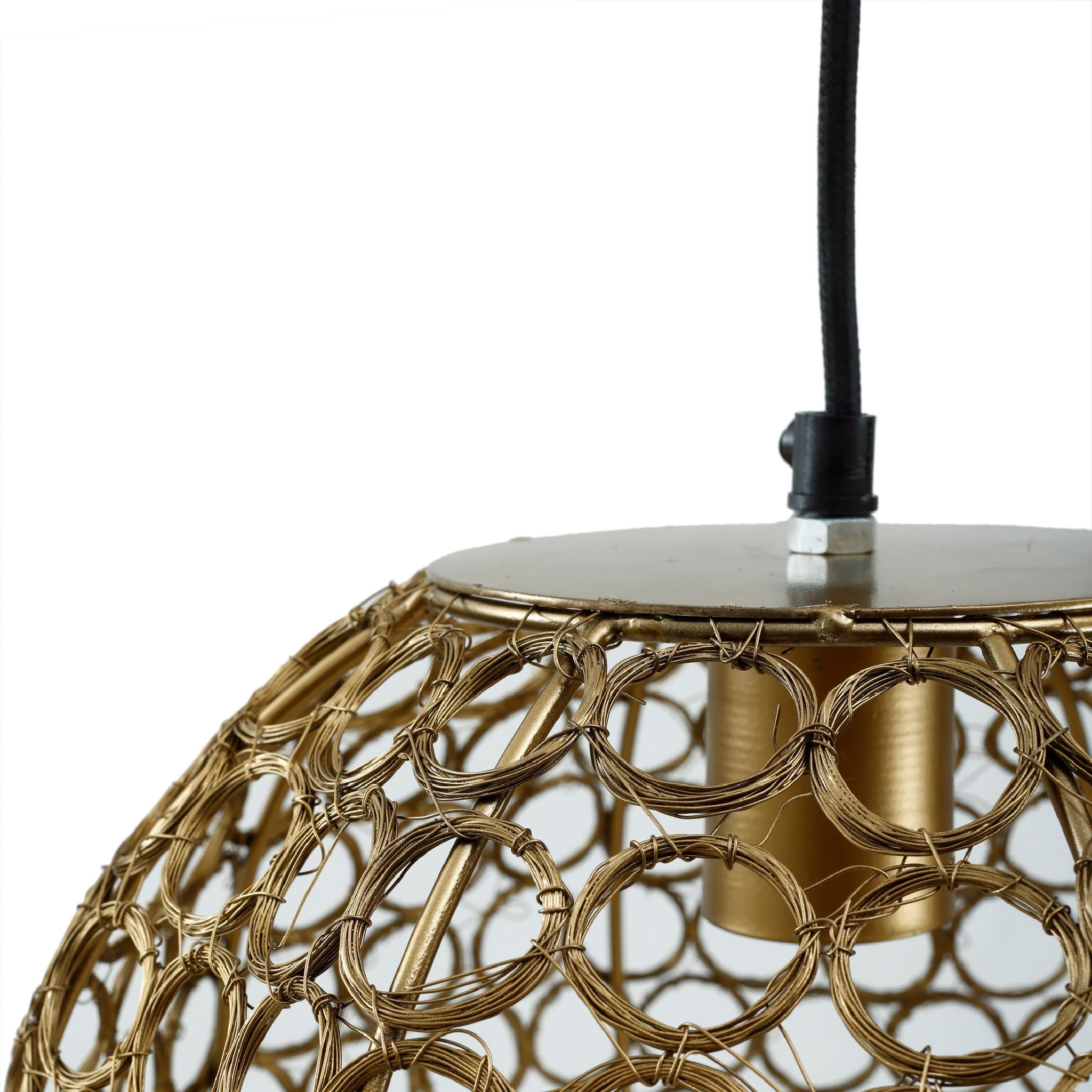 PTMD Rustin Ronde Hanglamp - H26 x Ø30 cm - Metaal - Goud