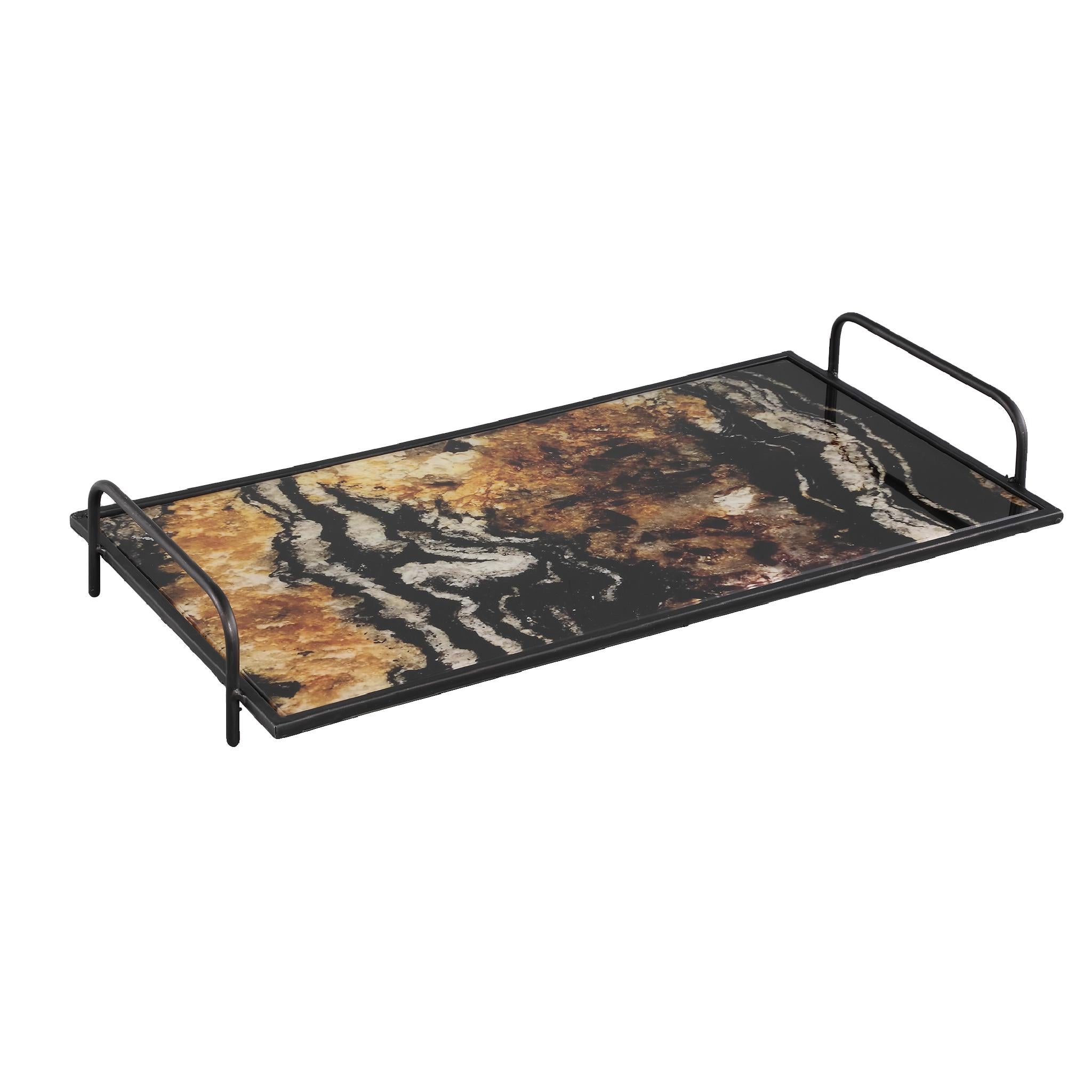 PTMD Laiko Rechthoekig Dienblad - 47,5 x 25 x 7,5 cm - Metaal - Bruin