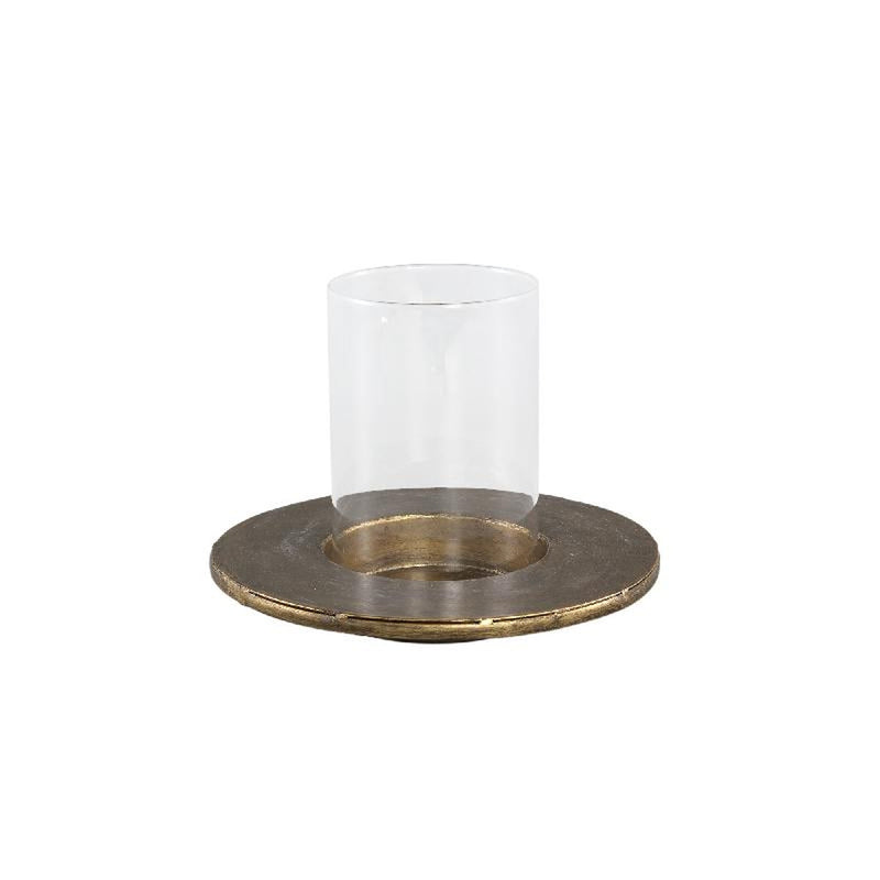 PTMD Windlicht Vinder - 18x18x13 cm - Metaal - Goud