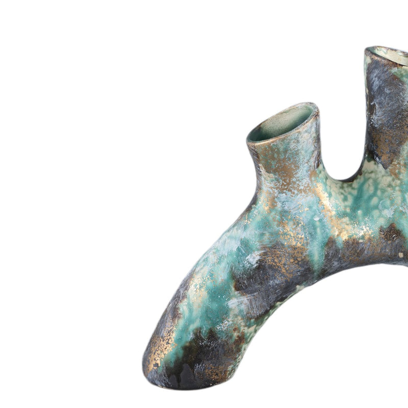 PTMD Bloempot Ayaz - 29x6x20 cm - Keramiek - Turquoise