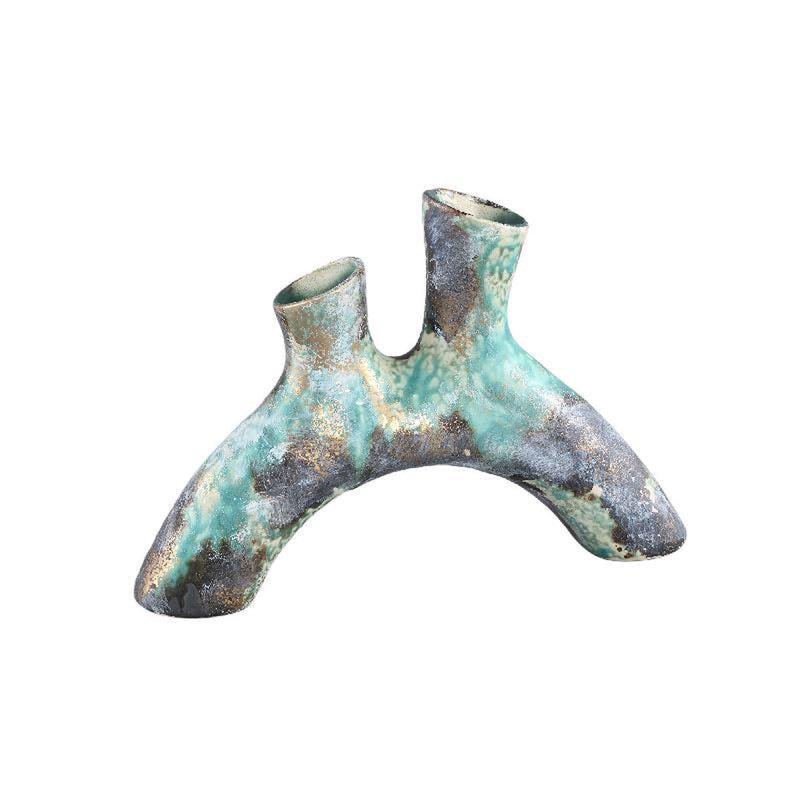 PTMD Bloempot Ayaz - 29x6x20 cm - Keramiek - Turquoise