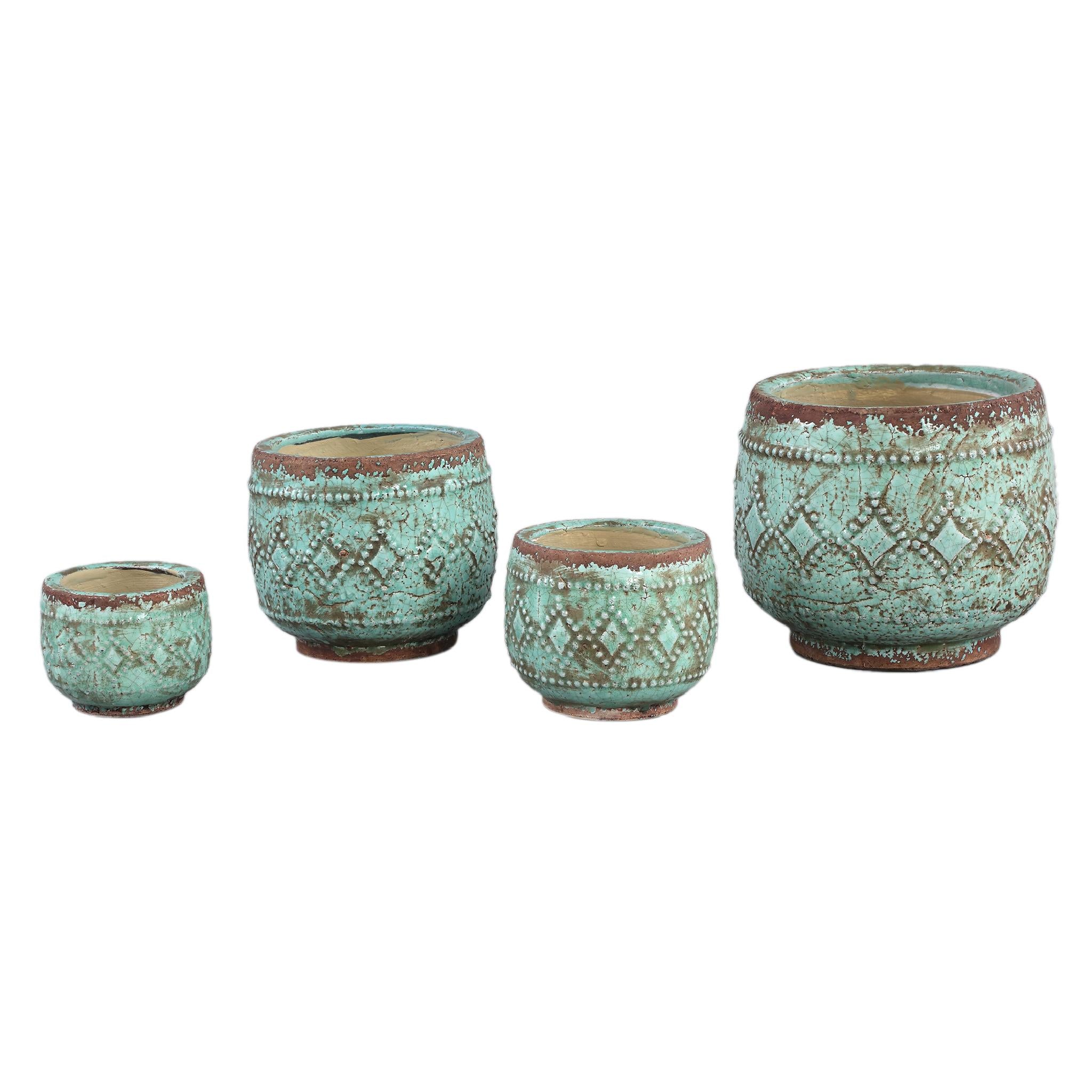 PTMD Jiske Bloempot - 21 x 21 x 17 cm - Terracotta - Groen