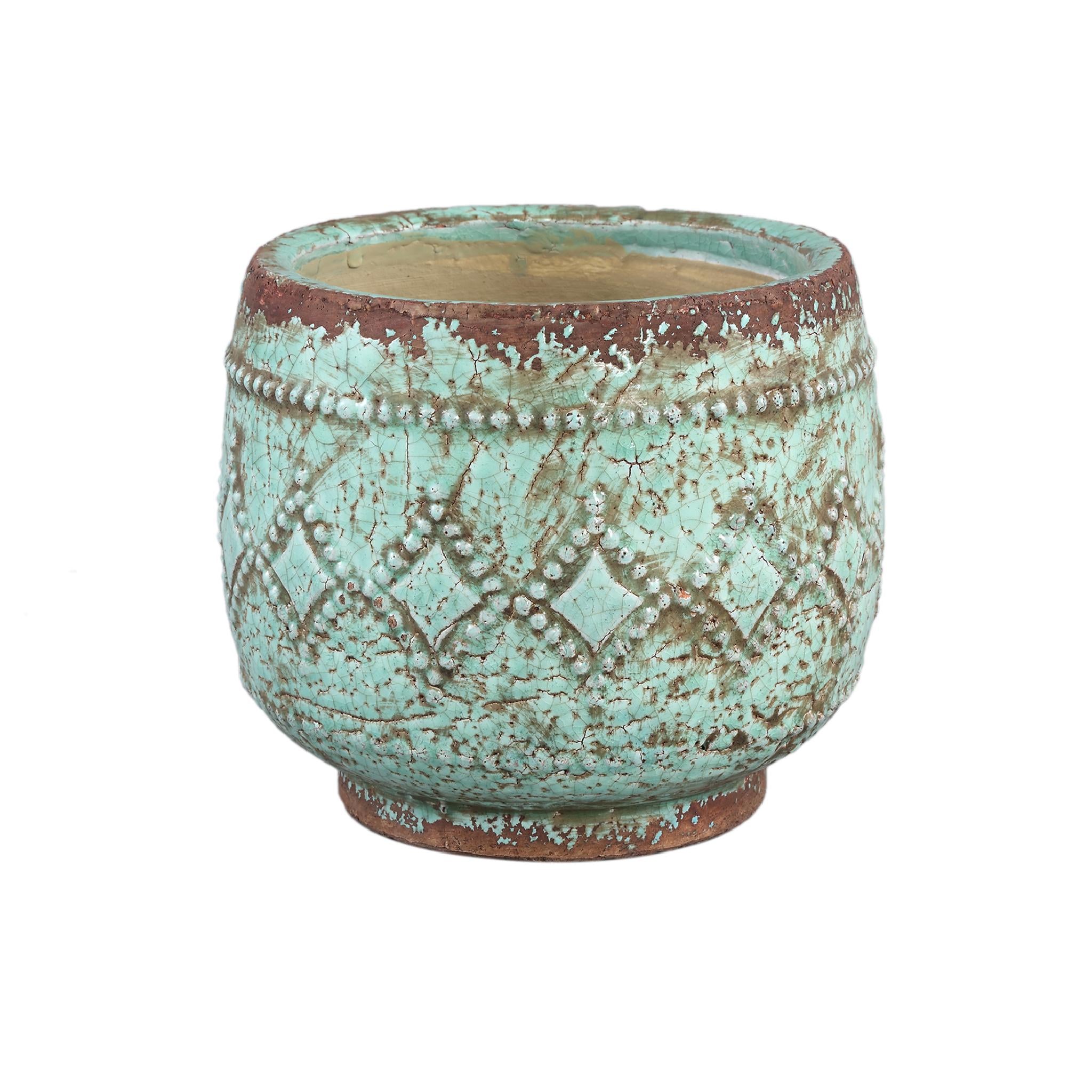 PTMD Jiske Bloempot - 21 x 21 x 17 cm - Terracotta - Groen