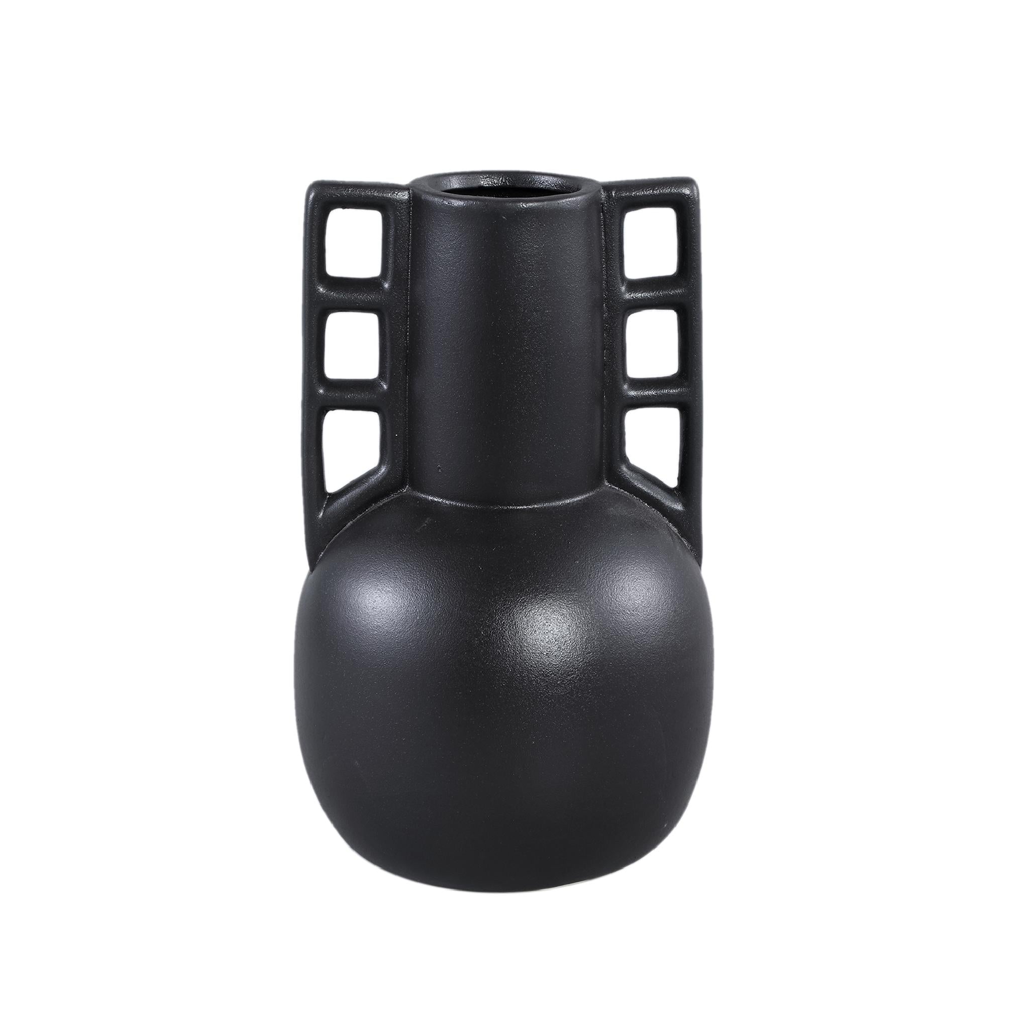 PTMD Essa Vaas - 18 x 18 x 29 cm - Keramiek - Zwart