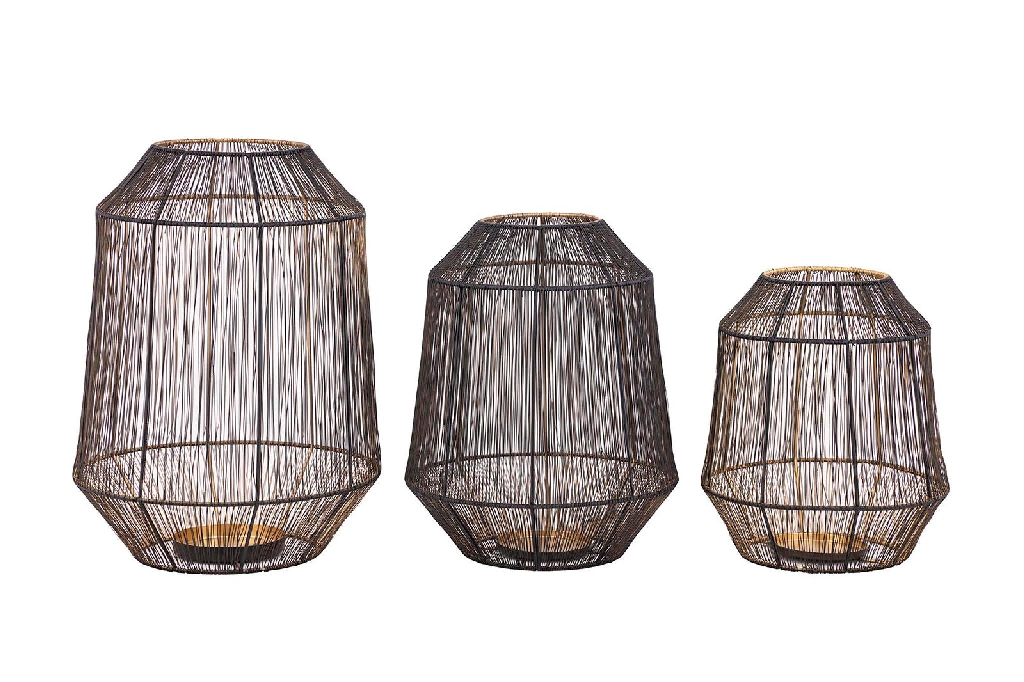 PTMD Justy Windlicht - 24 x 24 x 27 cm - Ijzer - Zwart