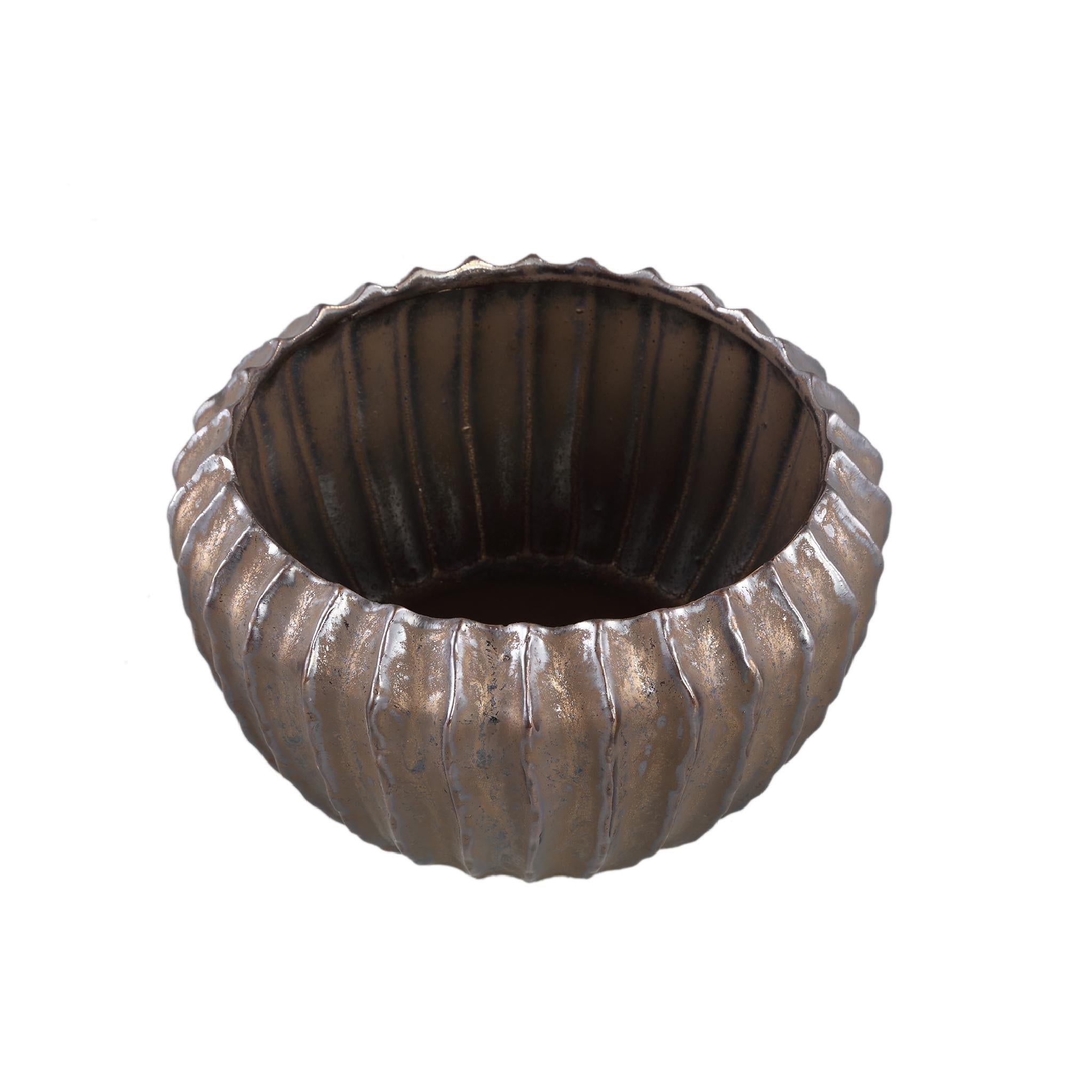 PTMD Bodi Bloempot - 24 x 24 x 13 cm - Keramiek - Brons