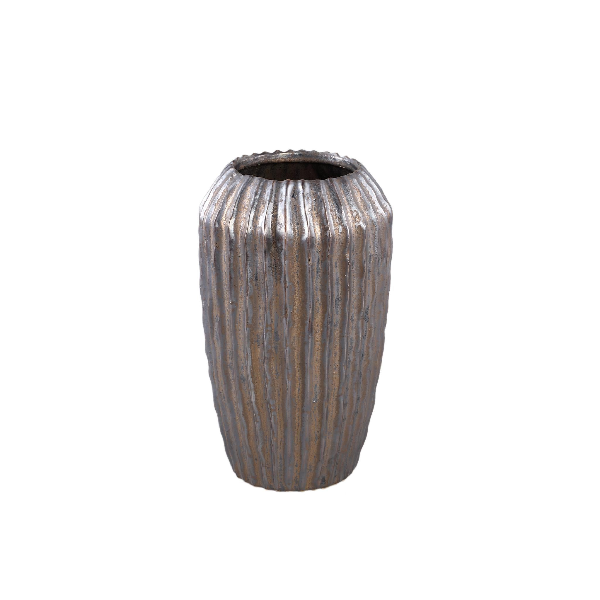 PTMD Bodi Bloempot - 15 x 15 x 26 cm - Keramiek - Brons