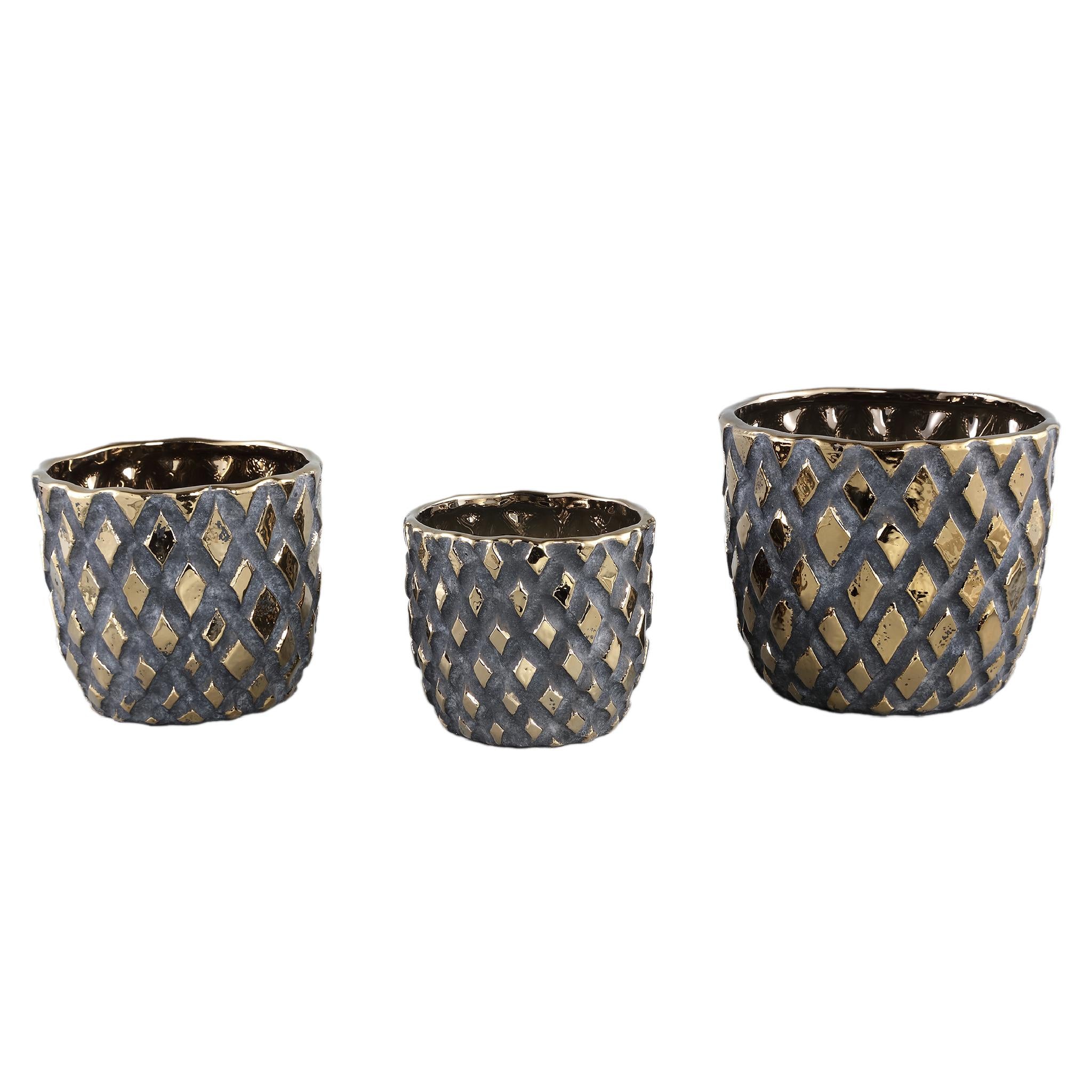 PTMD Juney Bloempot - 19 x 19 x 17 cm - Keramiek - Goud