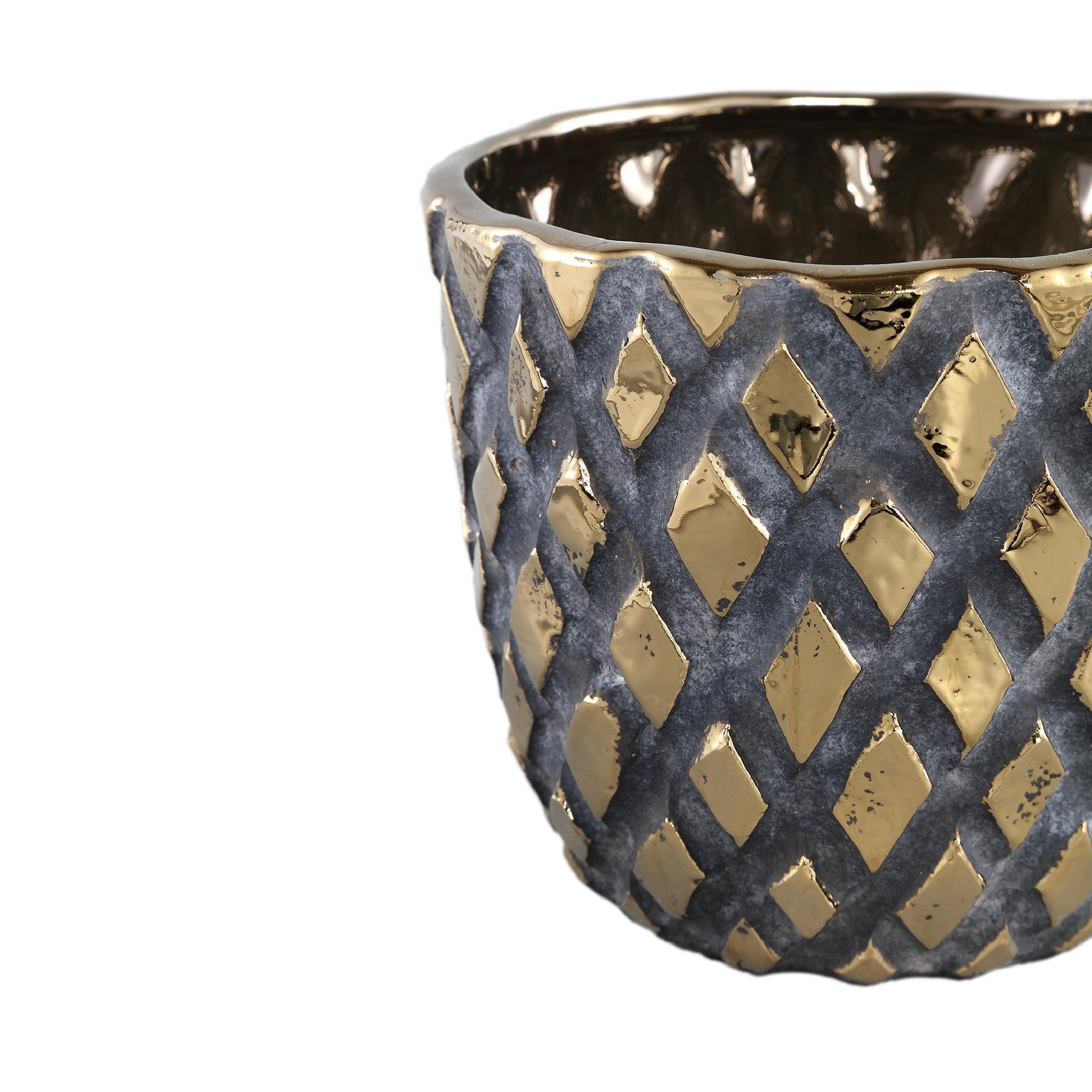 PTMD Juney Bloempot - 19 x 19 x 17 cm - Keramiek - Goud