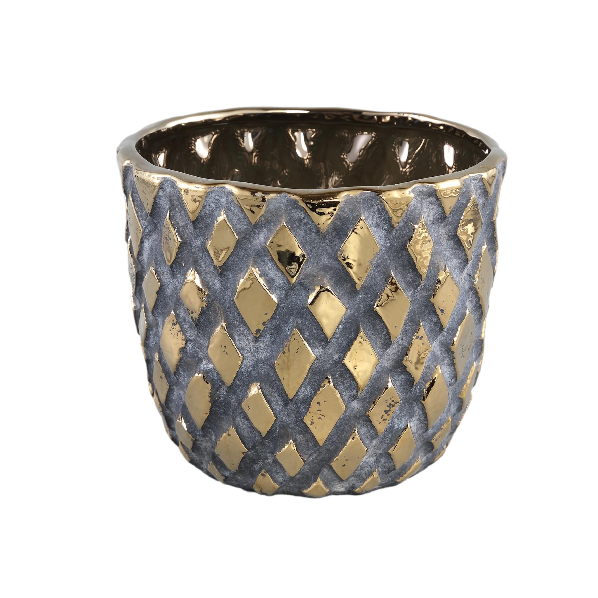PTMD Juney Bloempot - 19 x 19 x 17 cm - Keramiek - Goud