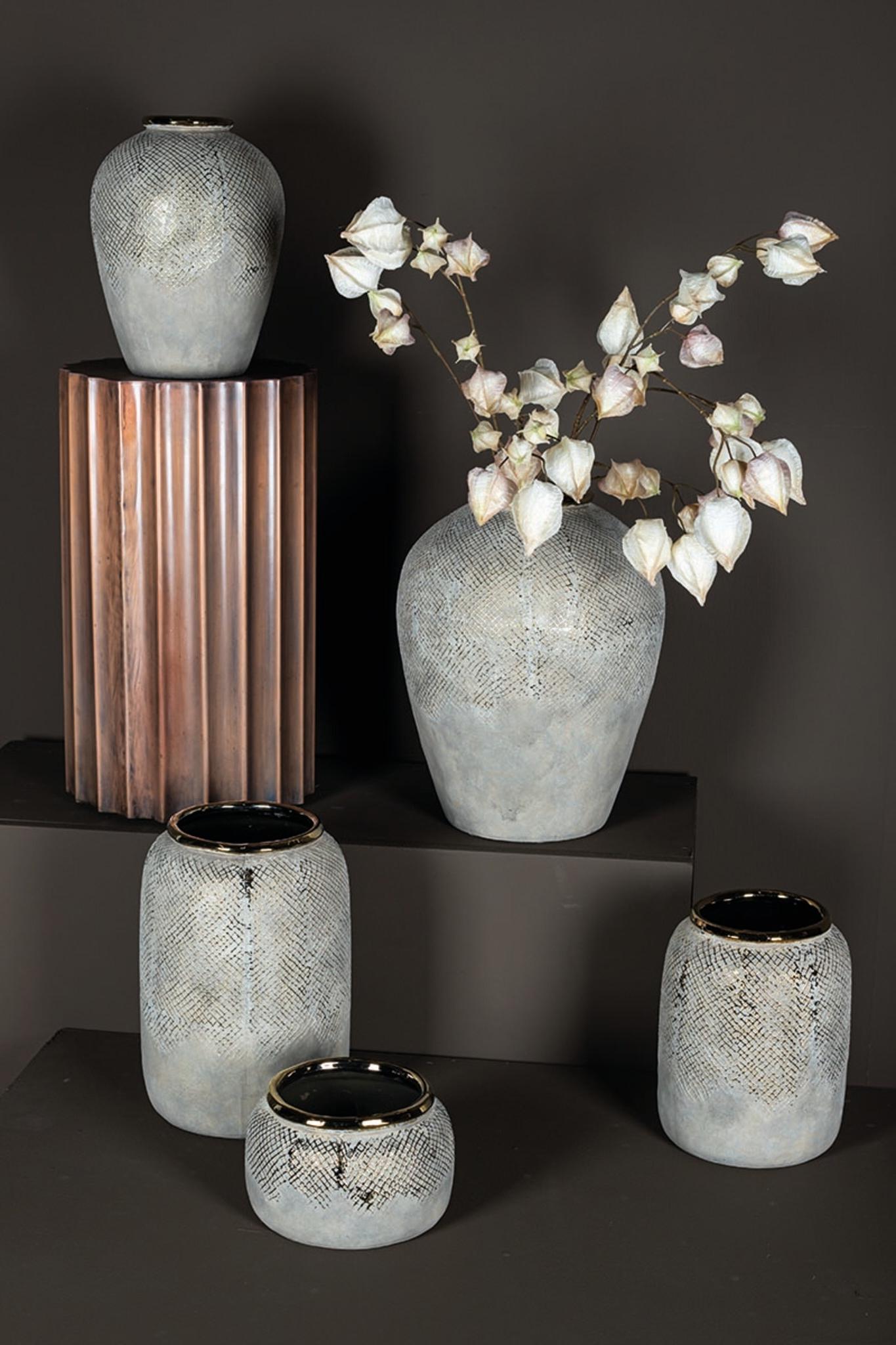 PTMD Astleigh Bloempot - 20 x 20 x 25 cm - Keramiek - Goud