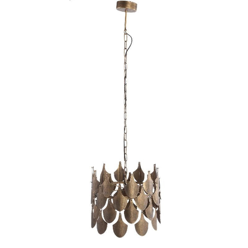 PTMD Hanglamp Linnes - 42x42x36 cm - Metaal - Goud