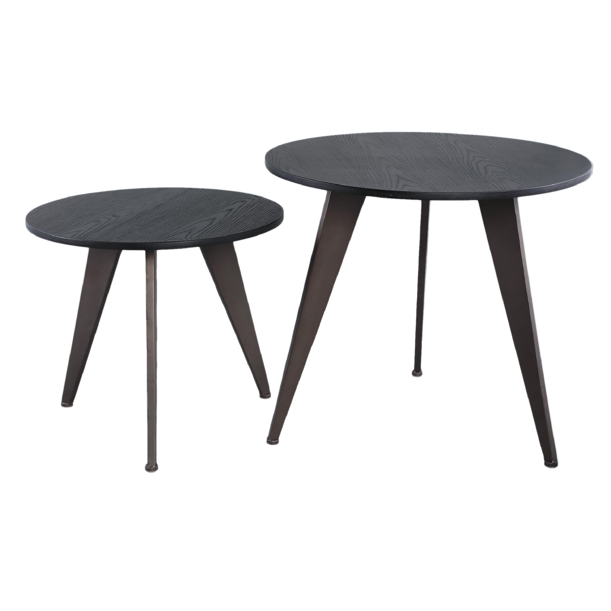 PTMD Werdy Salontafel - 55 x 55 x 50 cm - Ijzer - Zwart - Set van 2