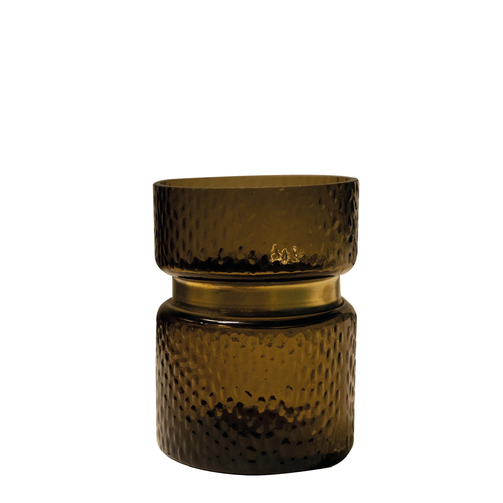 PTMD Quilio Vaas - 11,5 x 11,5 x 16 cm  - Glas - Bruin