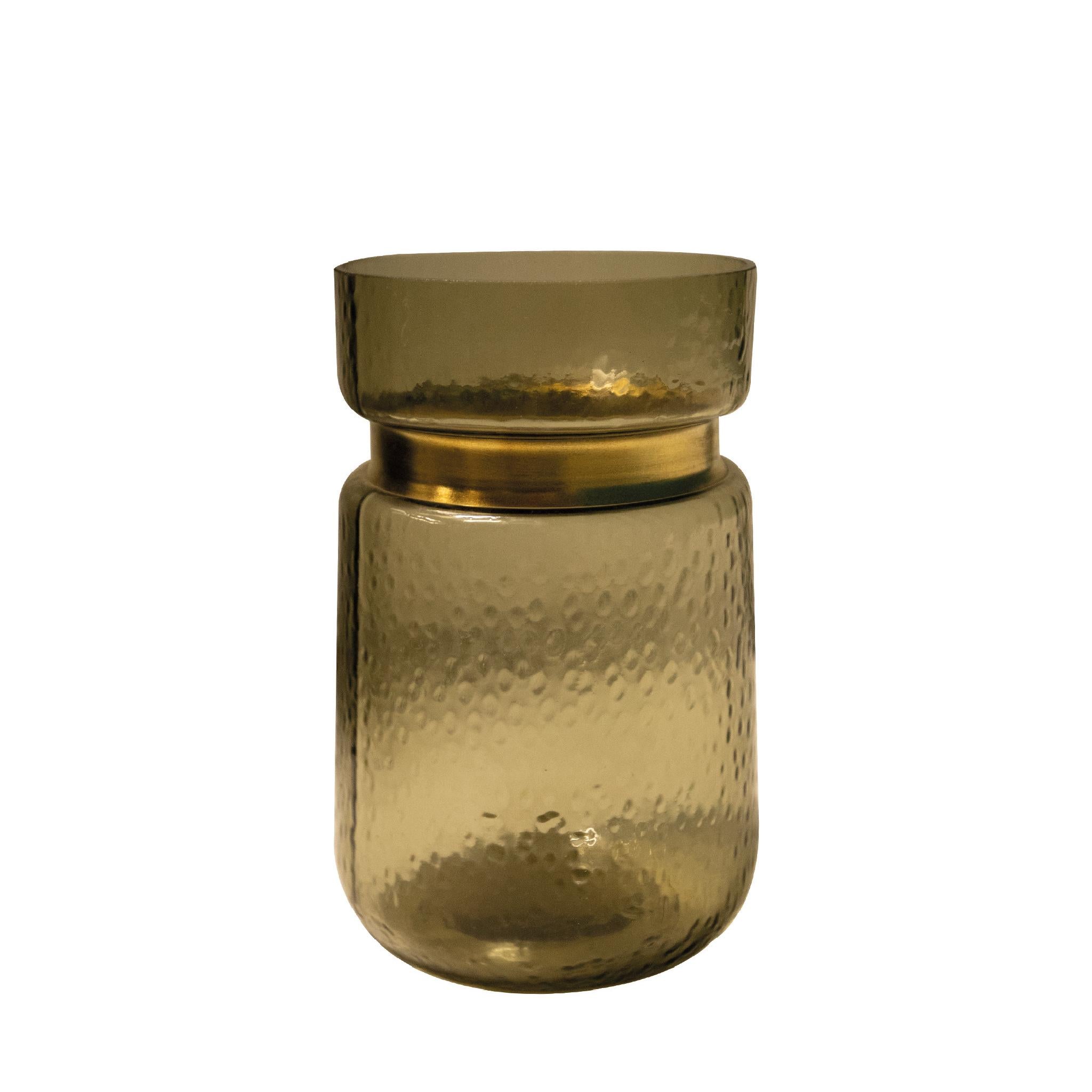 PTMD Quilio Vaas - 12 x 12 x 20 cm  - Glas - Bruin
