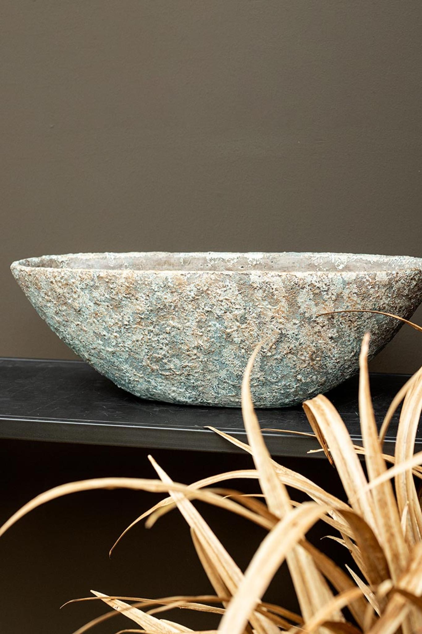 PTMD Hayle Bloempot - 64 x 24 x 21 cm - Cement - Creme