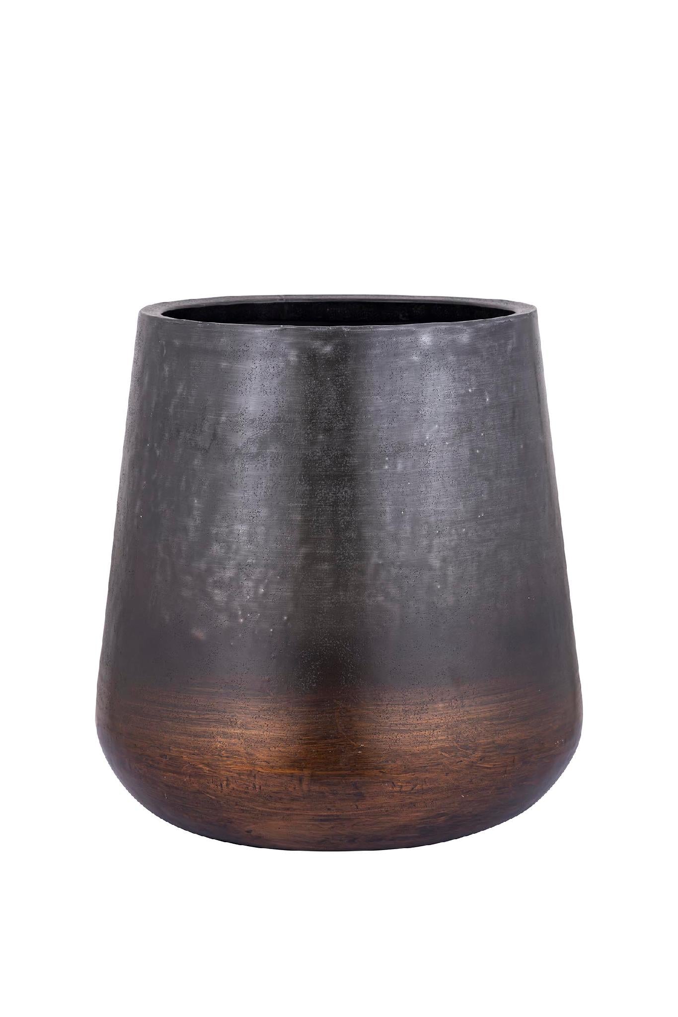 PTMD Nouska Bloempot - 57 x 57 x 59 cm - Aluminium - Zwart