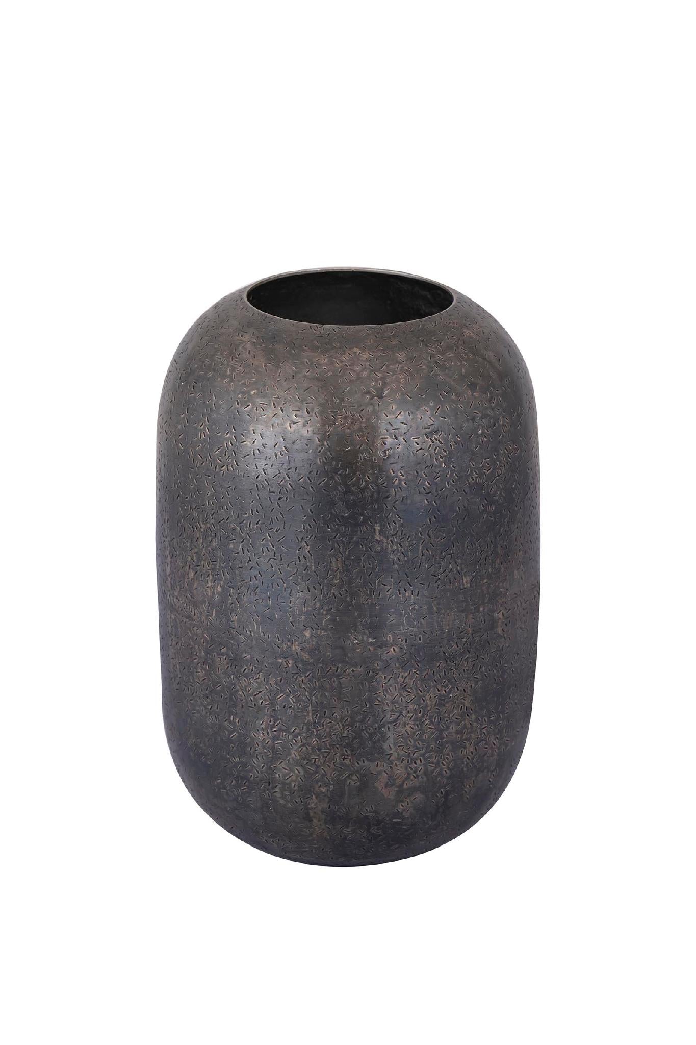 PTMD Yourne Bloempot - 16 x 16 x 24 cm - Aluminium - Zilver