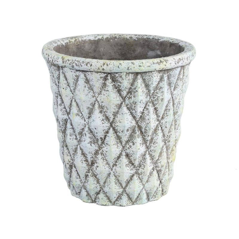 PTMD Bloempot Maryle - 19x19x19 cm - Cement - Blauw